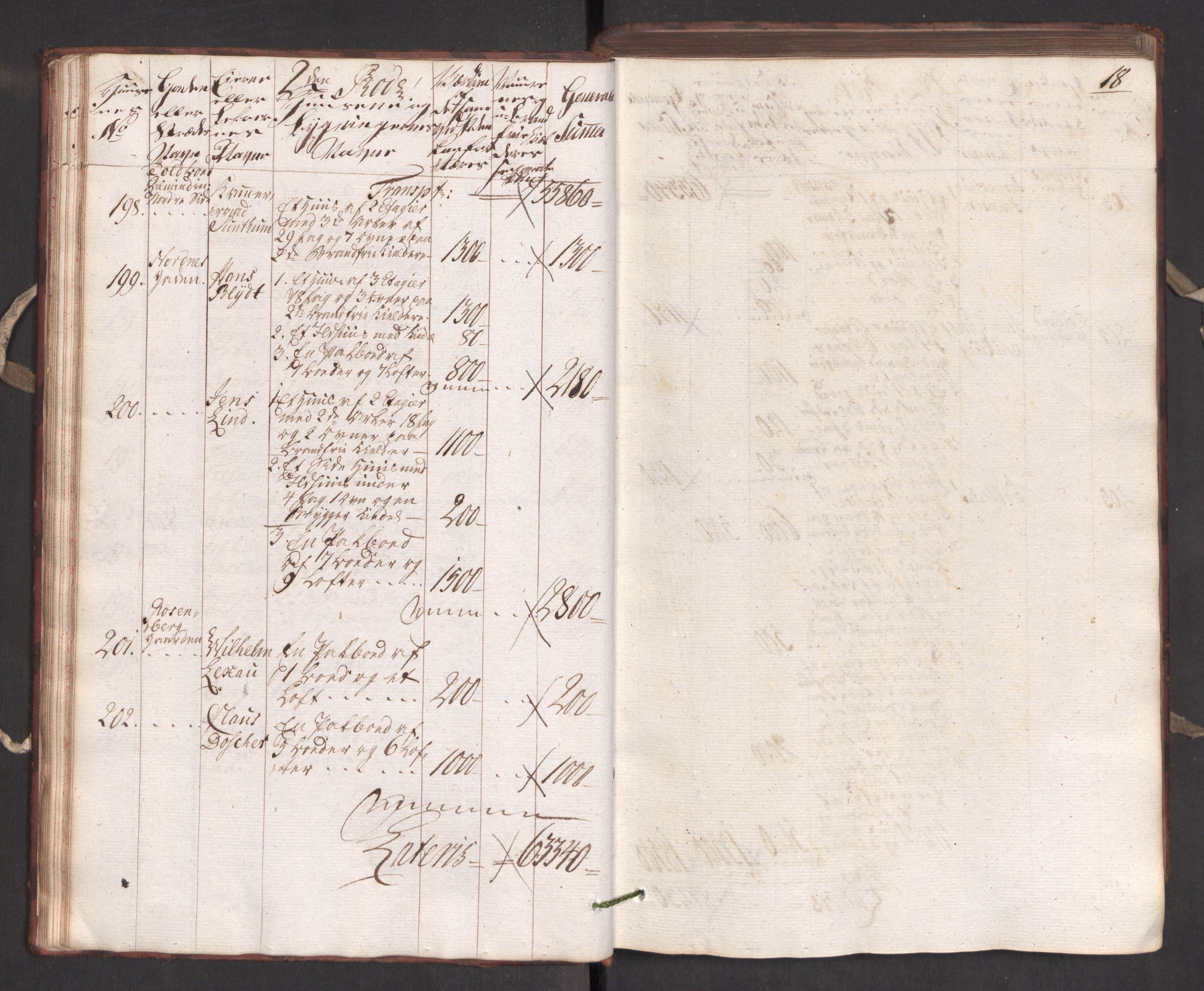 Kommersekollegiet, Brannforsikringskontoret 1767-1814, AV/RA-EA-5458/F/Fa/L0005/0001: Bergen / Branntakstprotokoll, 1787, p. 17b-18a