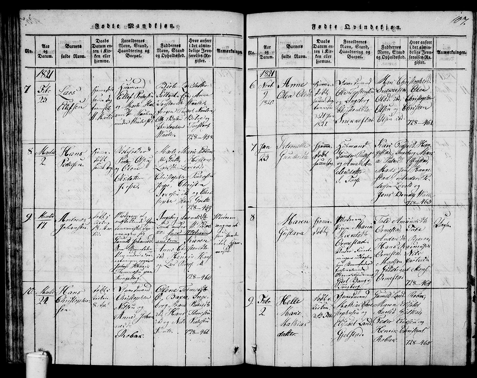 Våle kirkebøker, AV/SAKO-A-334/G/Ga/L0001: Parish register (copy) no. I 1, 1814-1824, p. 106-107