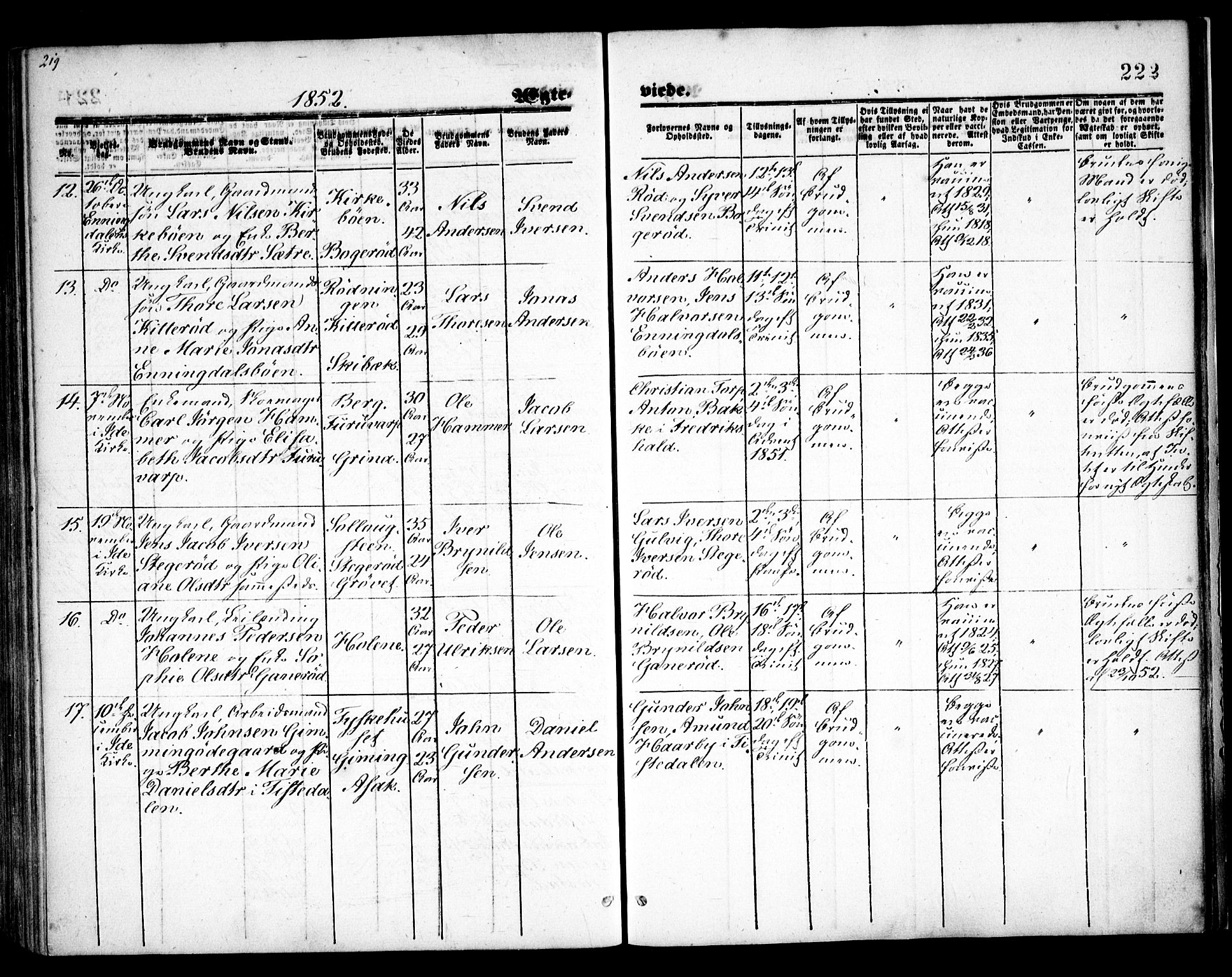 Idd prestekontor Kirkebøker, SAO/A-10911/F/Fc/L0004a: Parish register (official) no. III 4A, 1848-1860, p. 222