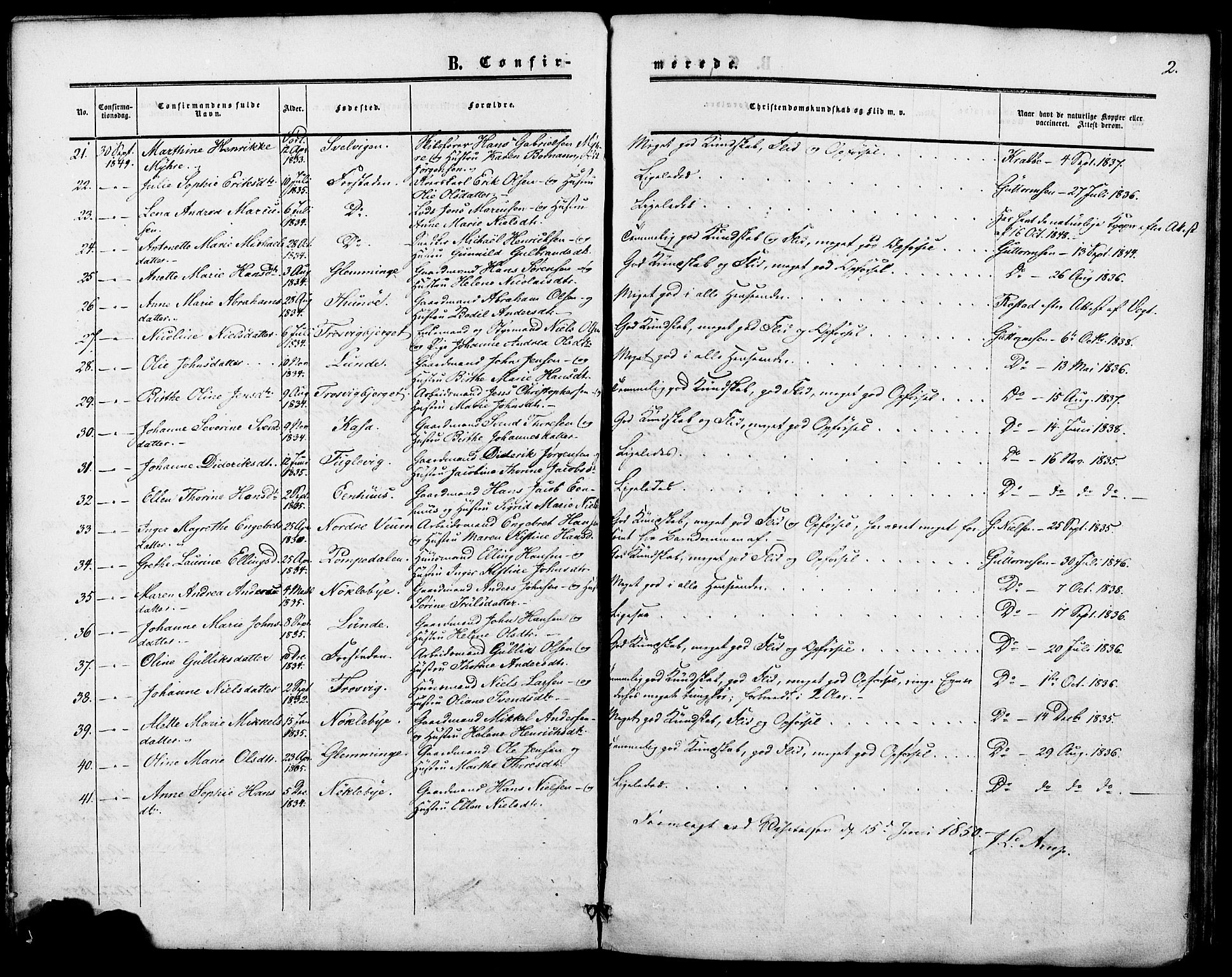 Glemmen prestekontor Kirkebøker, SAO/A-10908/F/Fa/L0006: Parish register (official) no. 6, 1849-1865, p. 2