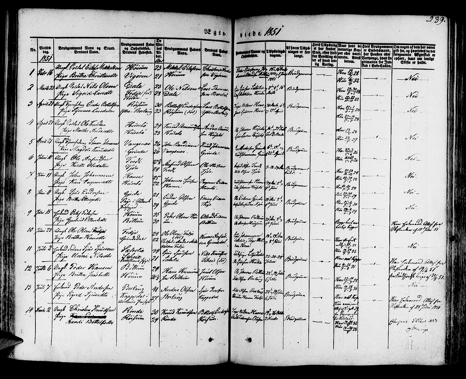 Leikanger sokneprestembete, AV/SAB-A-81001/H/Haa/Haaa/L0007: Parish register (official) no. A 7, 1838-1851, p. 239