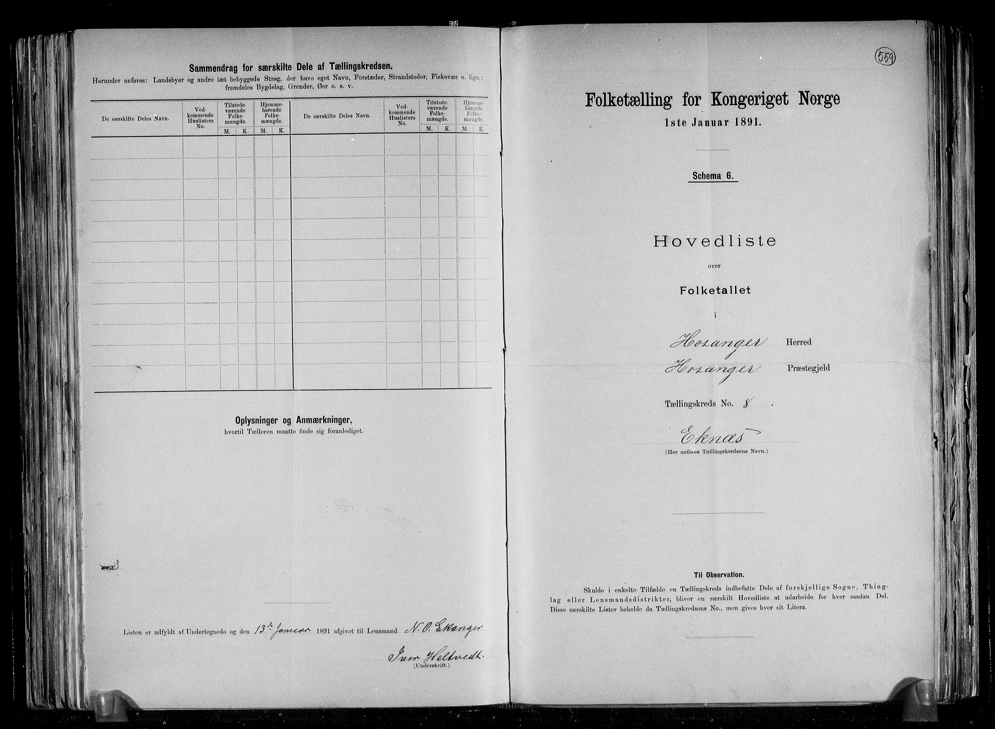 RA, 1891 census for 1253 Hosanger, 1891, p. 18