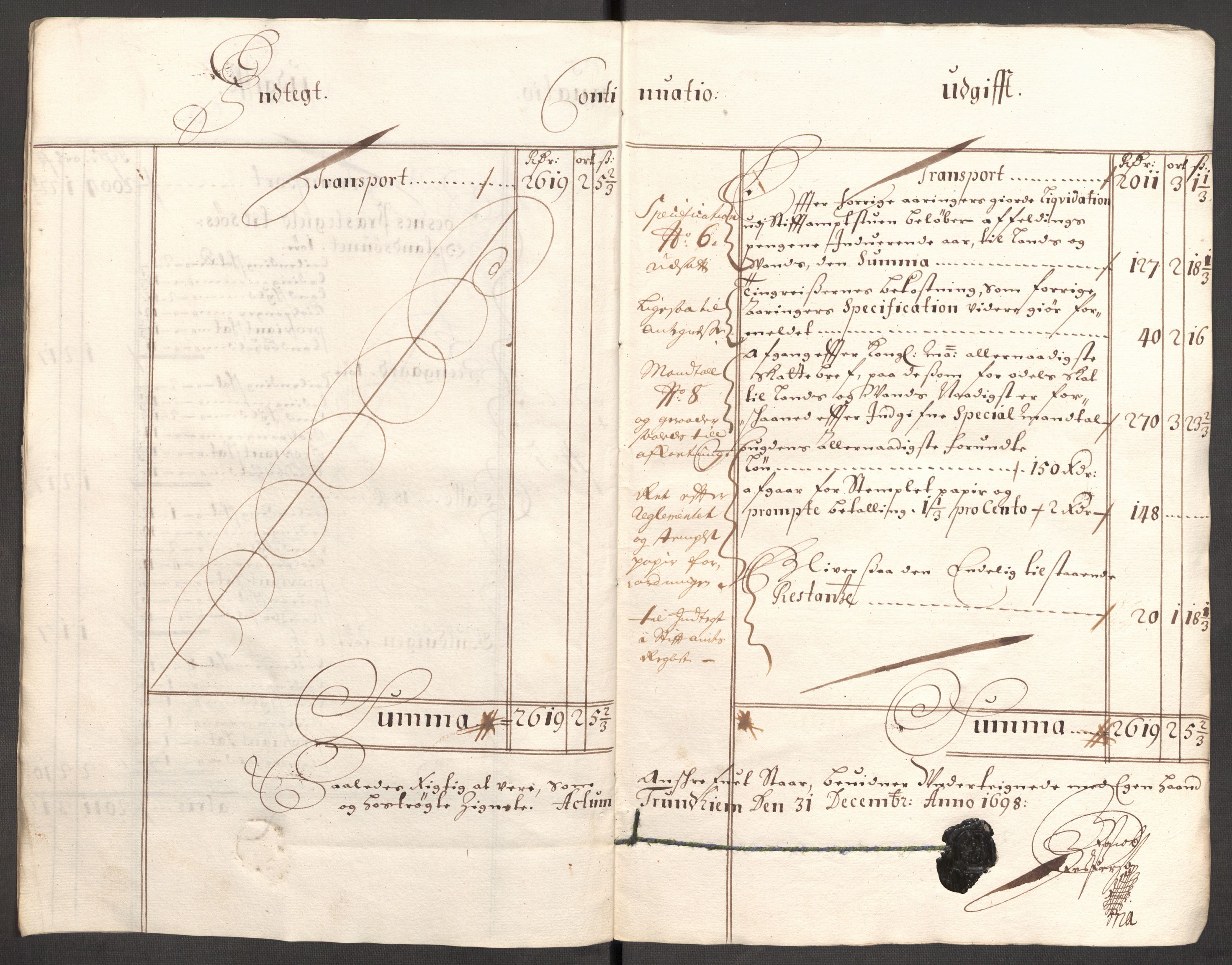 Rentekammeret inntil 1814, Reviderte regnskaper, Fogderegnskap, AV/RA-EA-4092/R64/L4425: Fogderegnskap Namdal, 1696-1698, p. 312