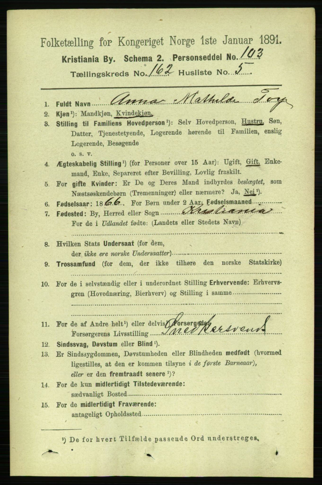 RA, 1891 census for 0301 Kristiania, 1891, p. 92913