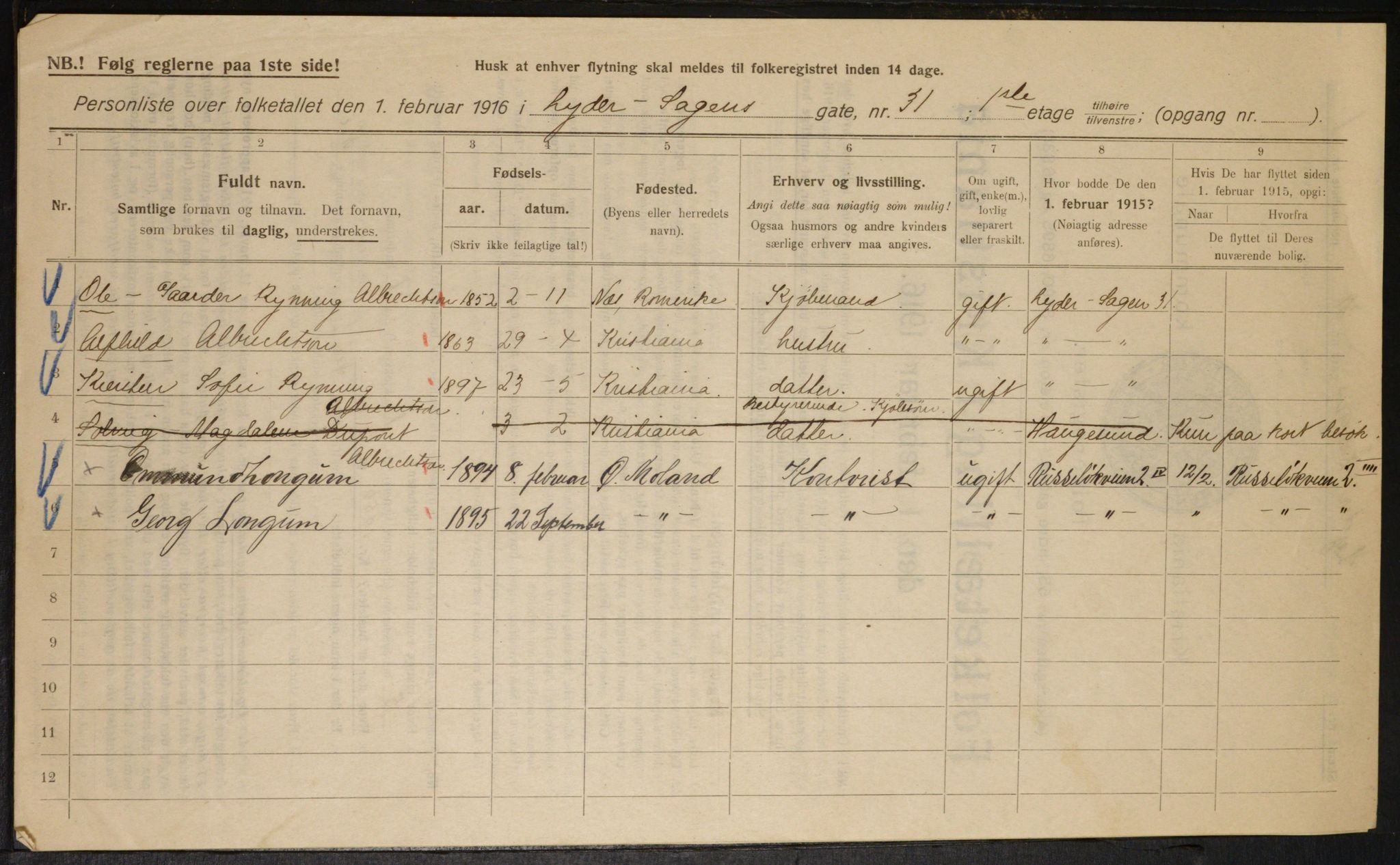 OBA, Municipal Census 1916 for Kristiania, 1916, p. 59865