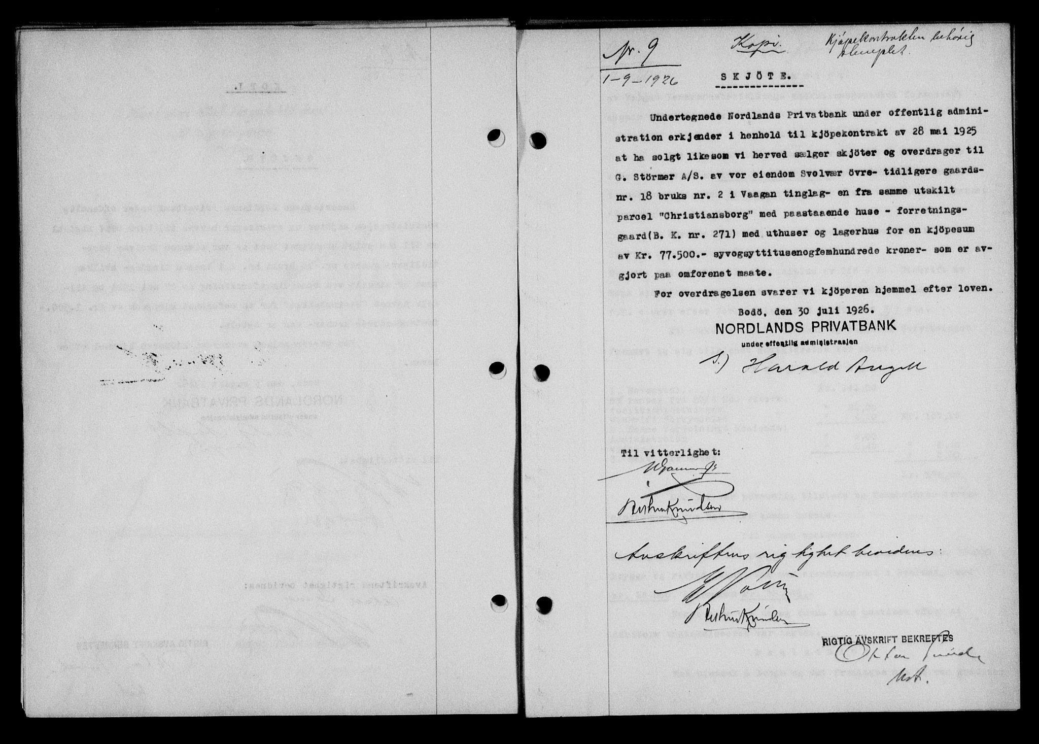 Lofoten sorenskriveri, SAT/A-0017/1/2/2C/L0014b: Mortgage book no. 14b, 1926-1926, Deed date: 01.09.1926