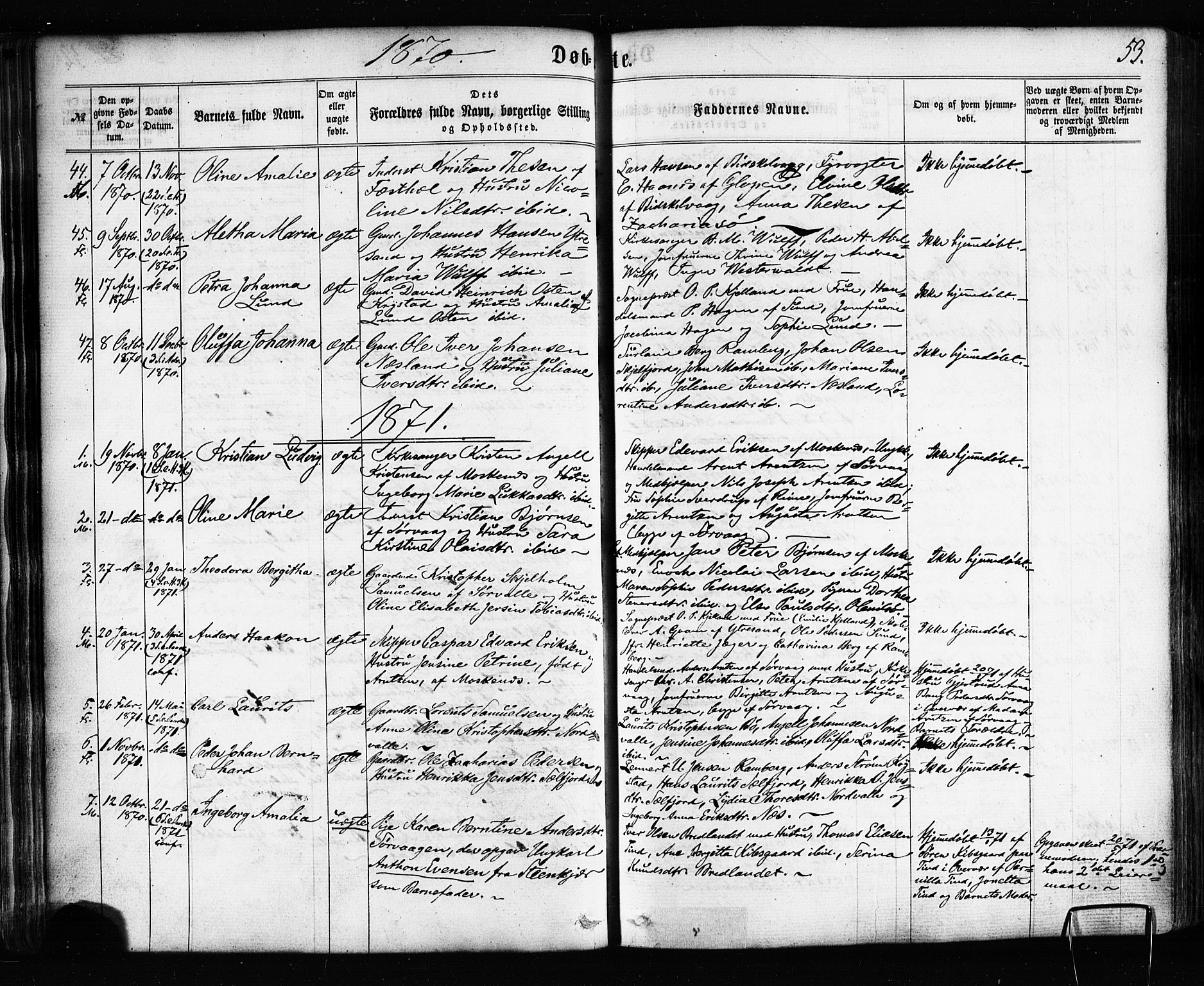 Ministerialprotokoller, klokkerbøker og fødselsregistre - Nordland, SAT/A-1459/885/L1203: Parish register (official) no. 885A04, 1859-1877, p. 53