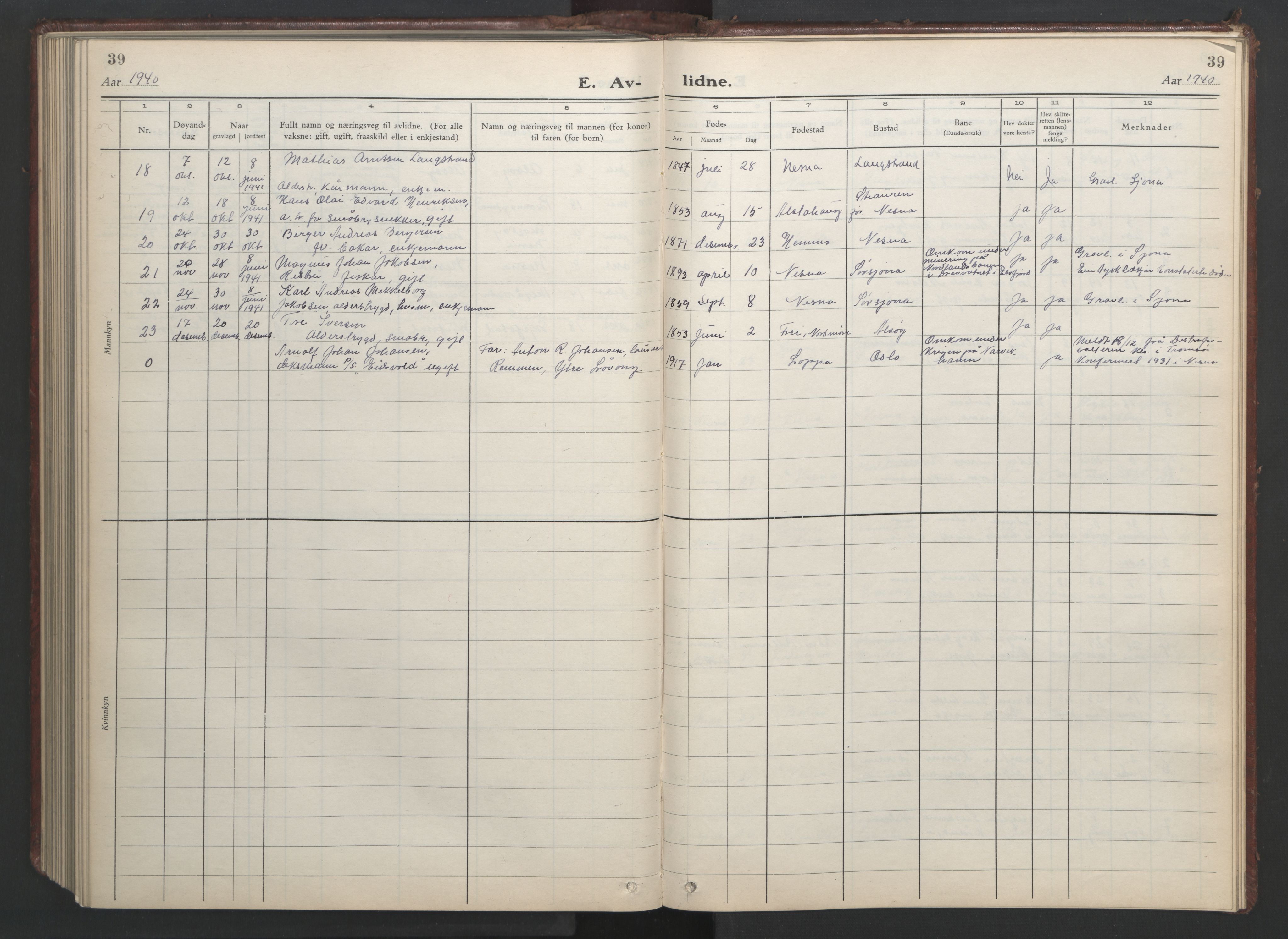 Ministerialprotokoller, klokkerbøker og fødselsregistre - Nordland, AV/SAT-A-1459/838/L0561: Parish register (copy) no. 838C08, 1923-1953, p. 39