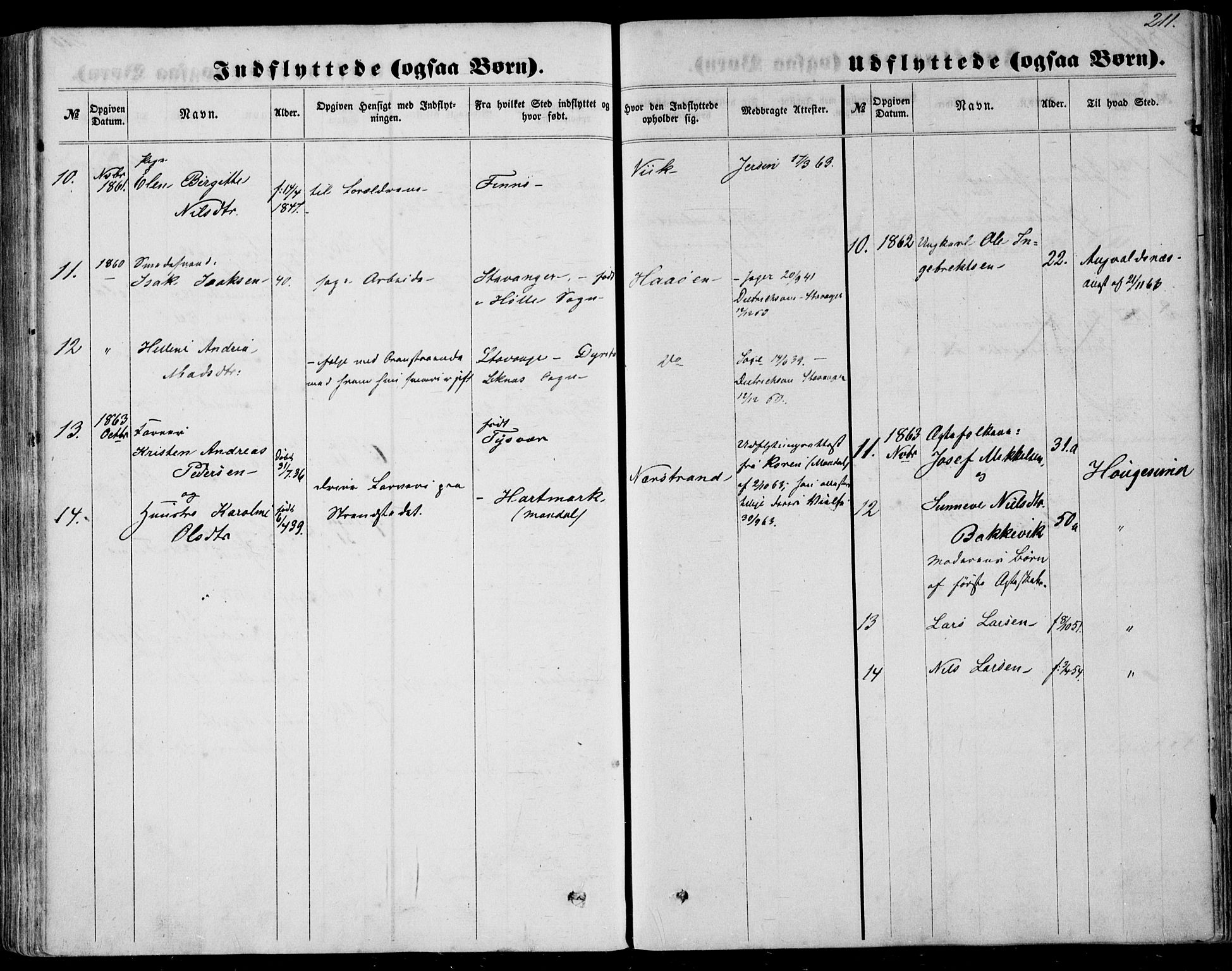 Nedstrand sokneprestkontor, SAST/A-101841/01/IV: Parish register (official) no. A 9, 1861-1876, p. 211