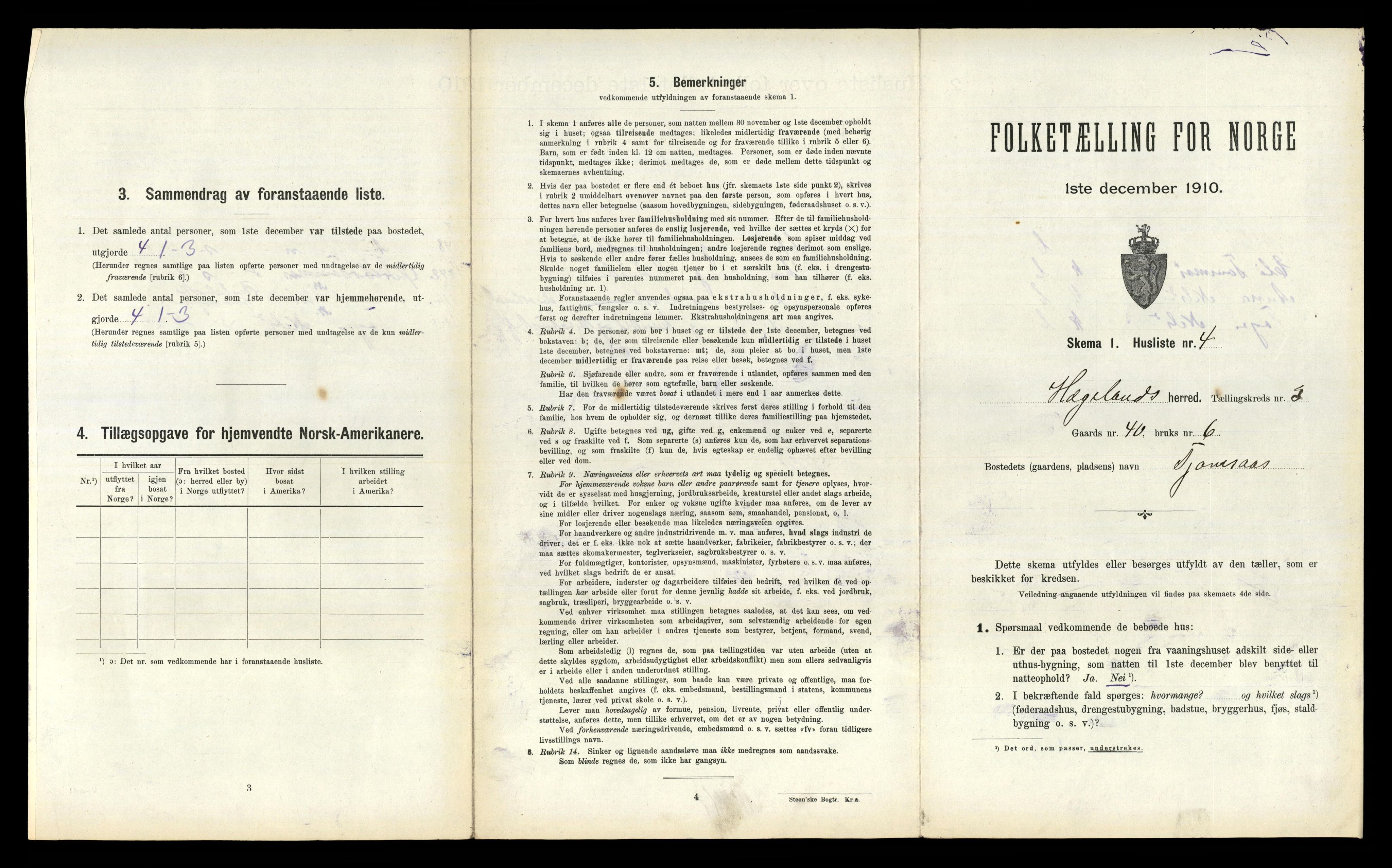 RA, 1910 census for Hægeland, 1910, p. 180