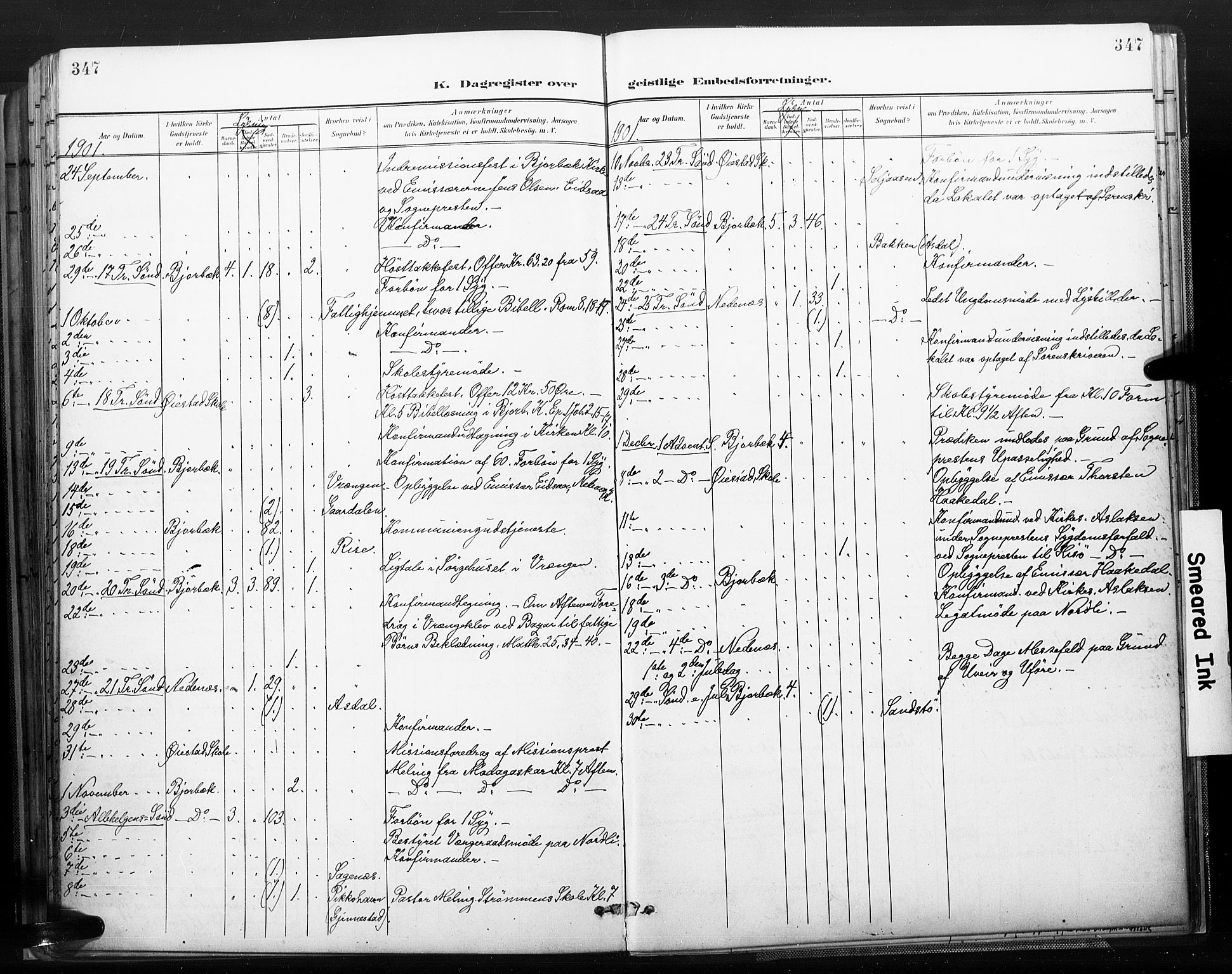 Øyestad sokneprestkontor, AV/SAK-1111-0049/F/Fa/L0018: Parish register (official) no. A 18, 1897-1907, p. 347