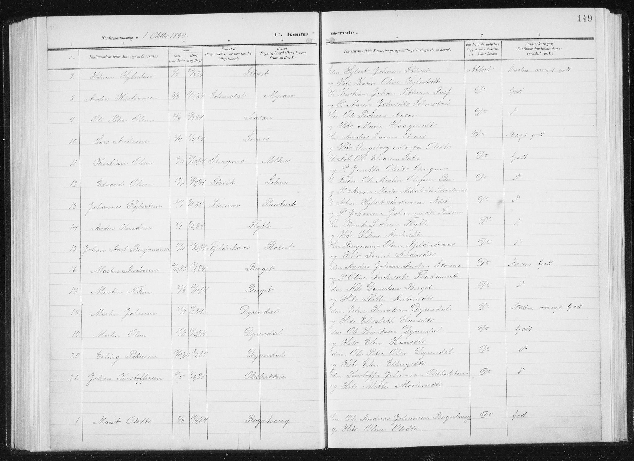 Ministerialprotokoller, klokkerbøker og fødselsregistre - Sør-Trøndelag, SAT/A-1456/647/L0635: Parish register (official) no. 647A02, 1896-1911, p. 149