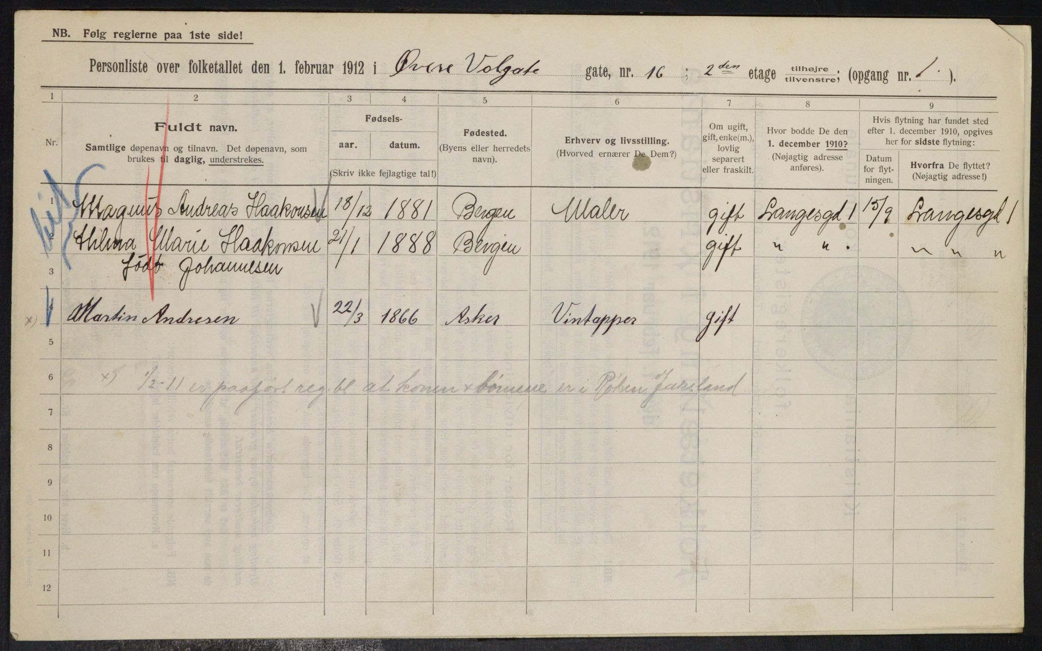 OBA, Municipal Census 1912 for Kristiania, 1912, p. 130283