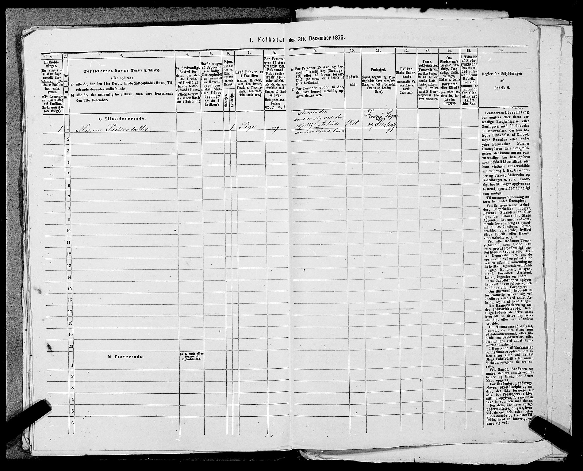 SAST, 1875 census for 1141P Finnøy, 1875, p. 252