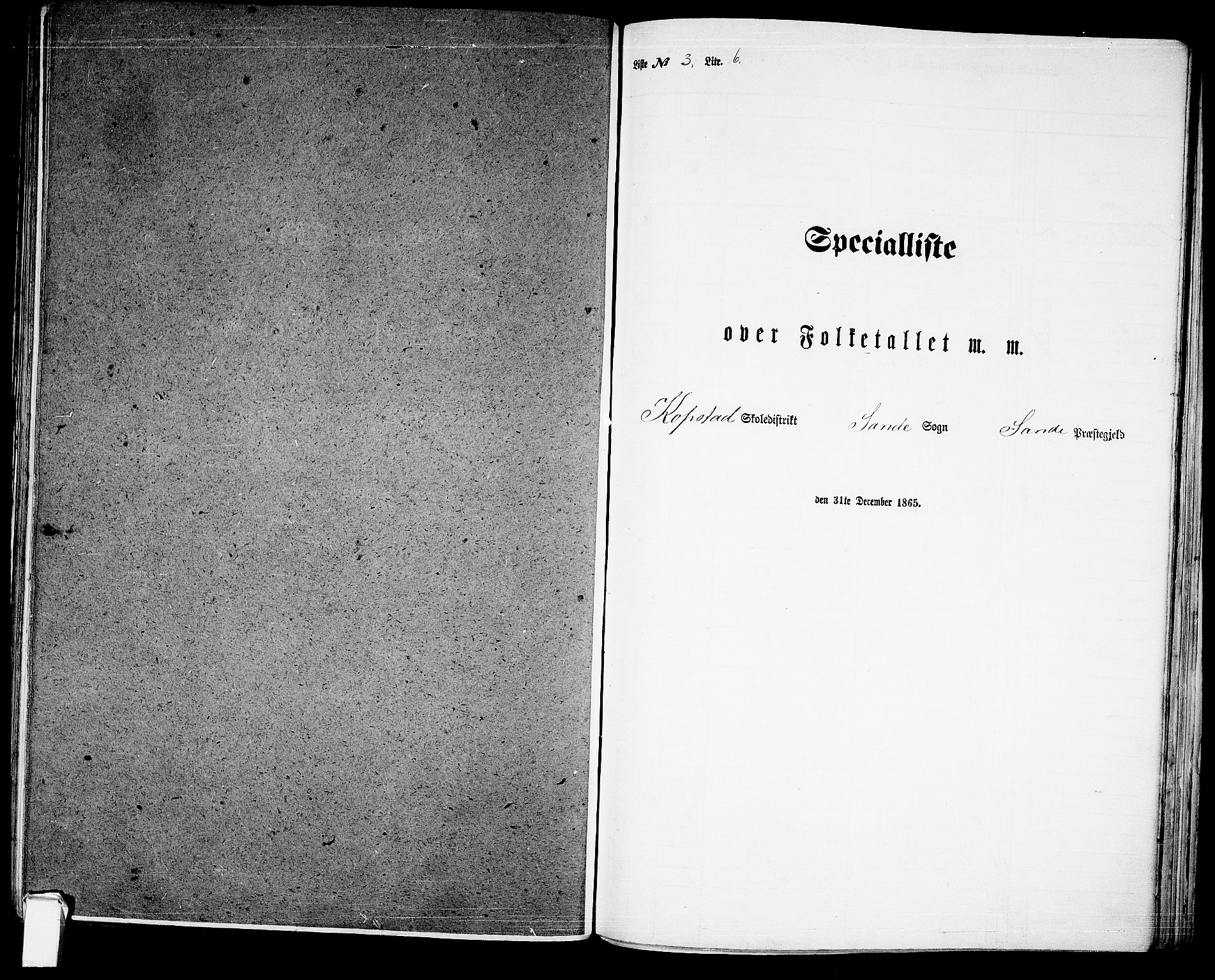 RA, 1865 census for Sande, 1865, p. 71