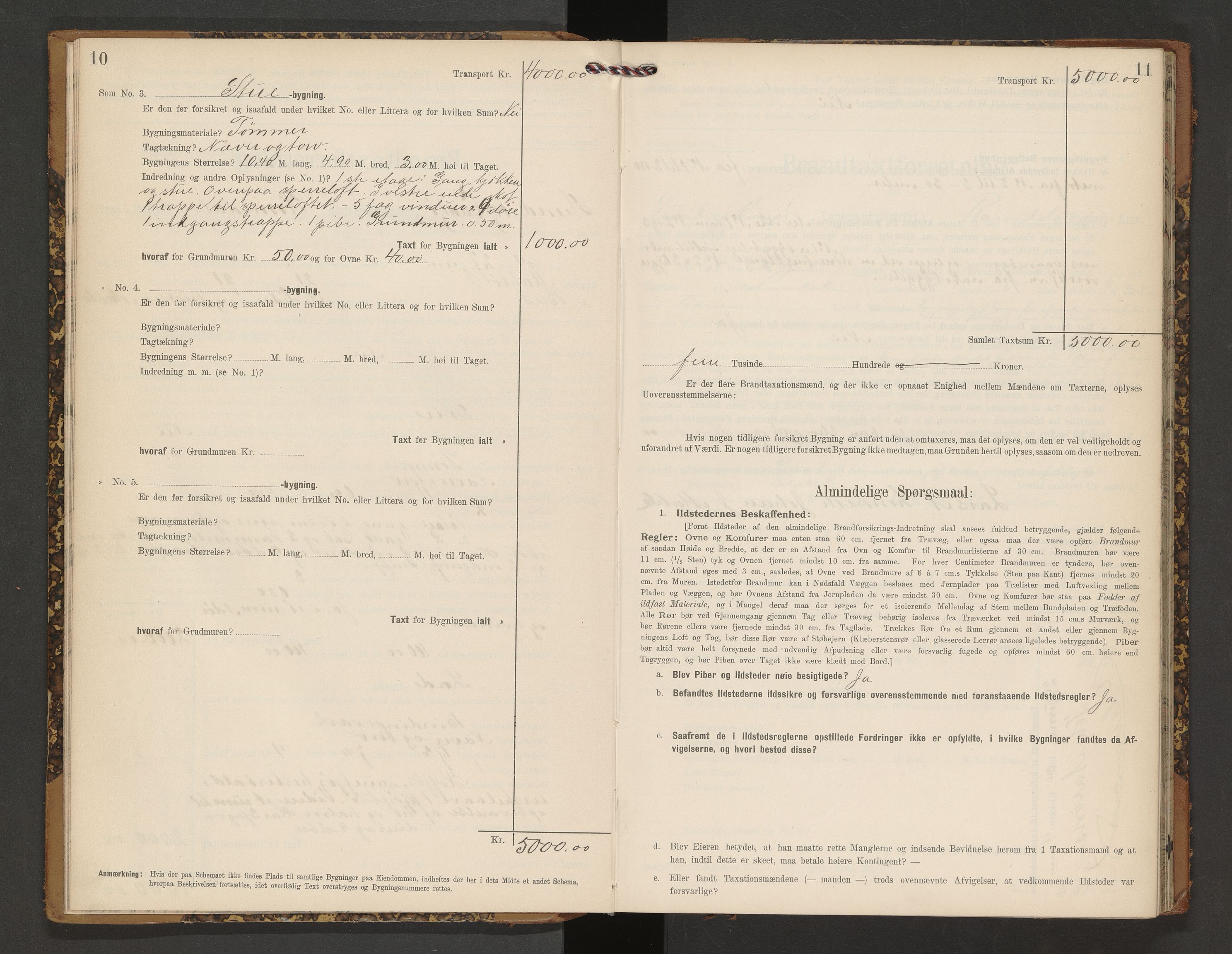 Norges Brannkasse Vågøy og Sund, AV/SAT-A-5504/Fb/L0002: Branntakstprotokoll, 1904-1913, p. 10-11