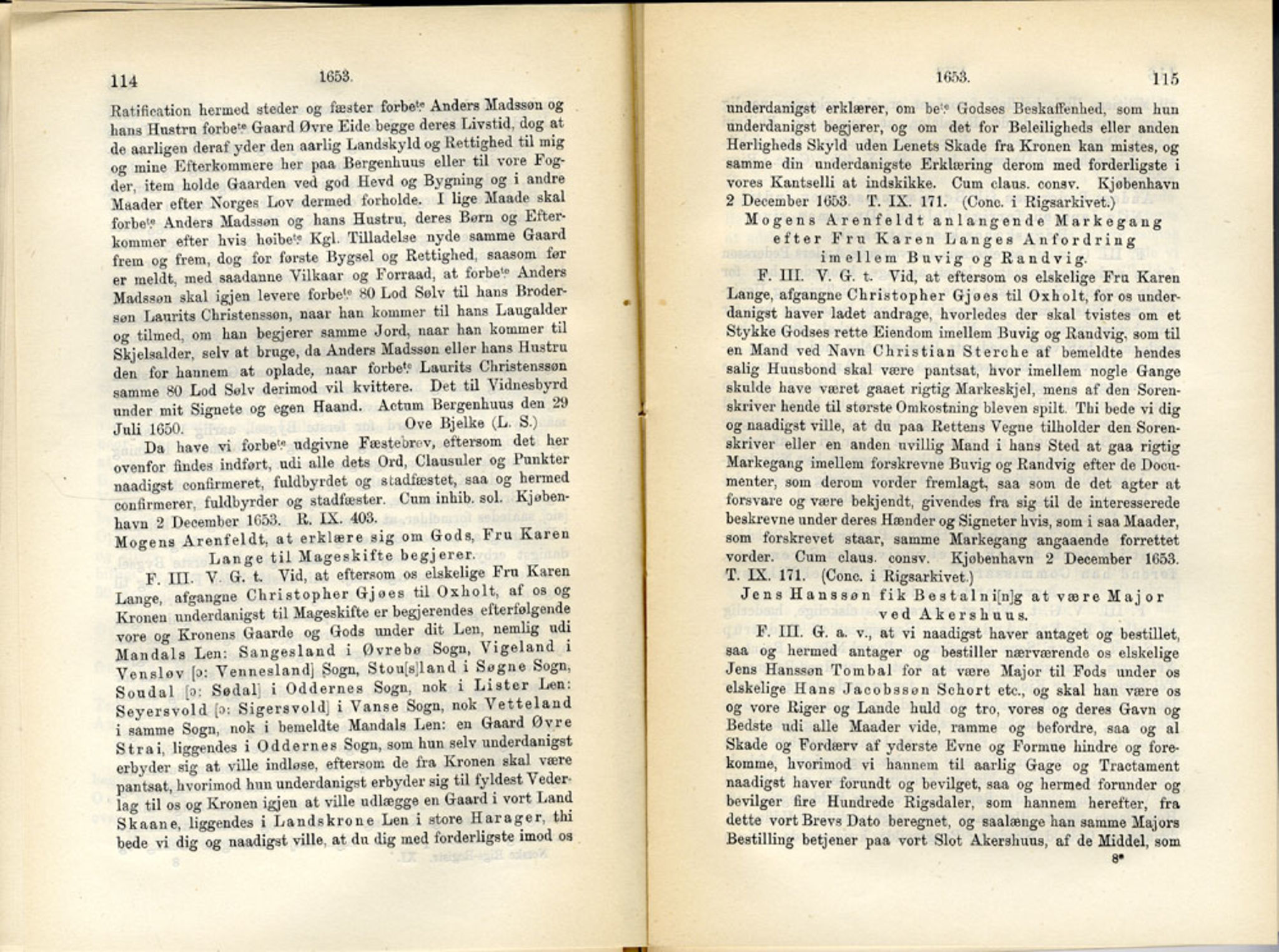 Publikasjoner utgitt av Det Norske Historiske Kildeskriftfond, PUBL/-/-/-: Norske Rigs-Registranter, bind 11, 1653-1656, p. 114-115