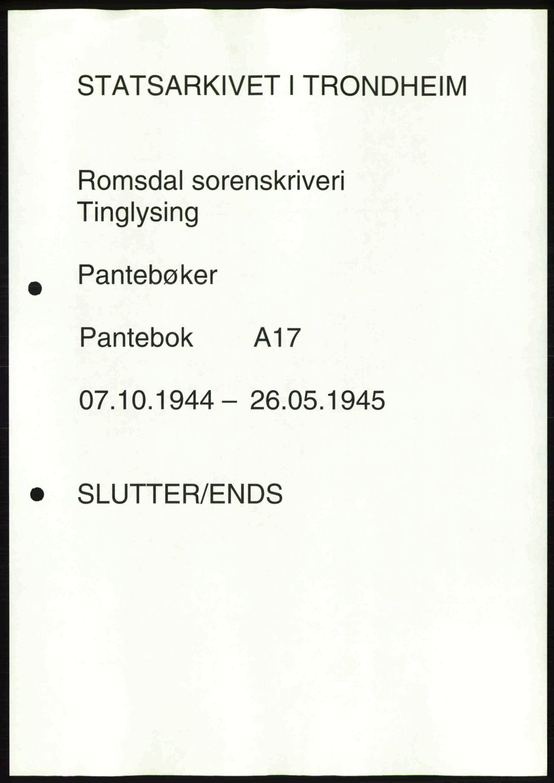 Romsdal sorenskriveri, AV/SAT-A-4149/1/2/2C: Mortgage book no. A17, 1944-1945