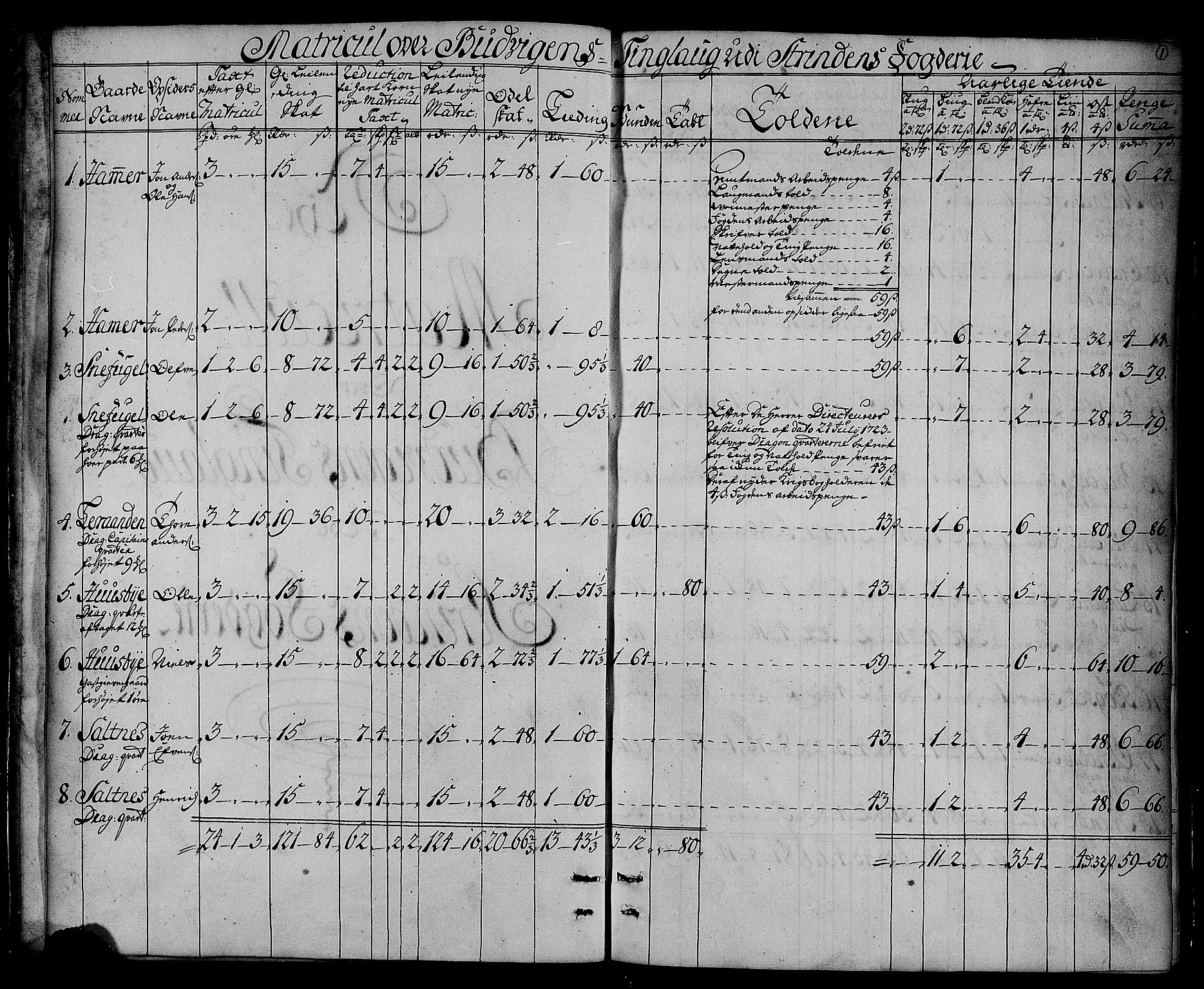 Rentekammeret inntil 1814, Realistisk ordnet avdeling, AV/RA-EA-4070/N/Nb/Nbf/L0161: Strinda og Selbu matrikkelprotokoll, 1723, p. 3