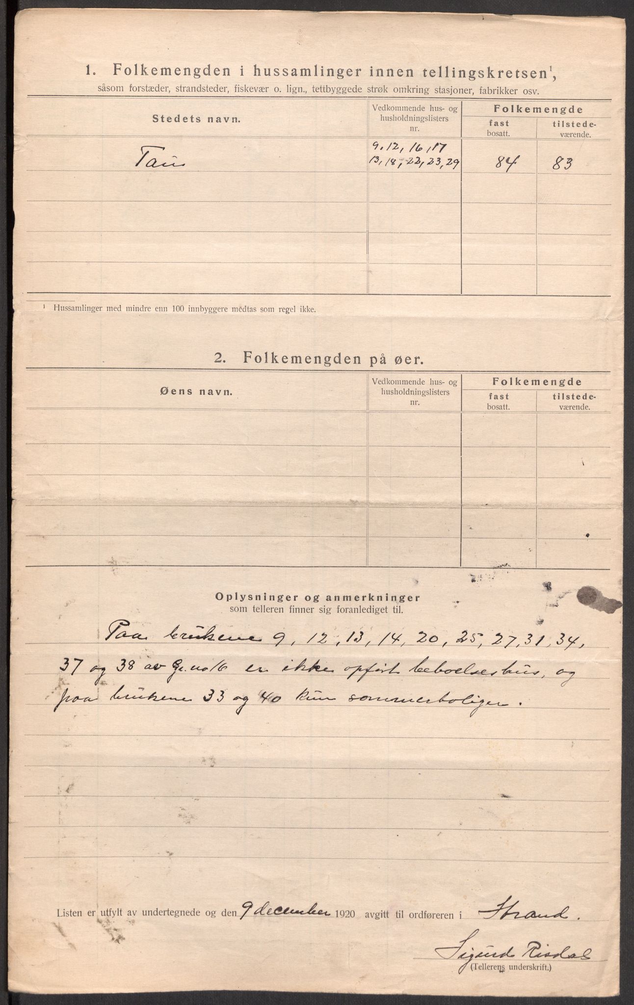 SAST, 1920 census for Strand, 1920, p. 23