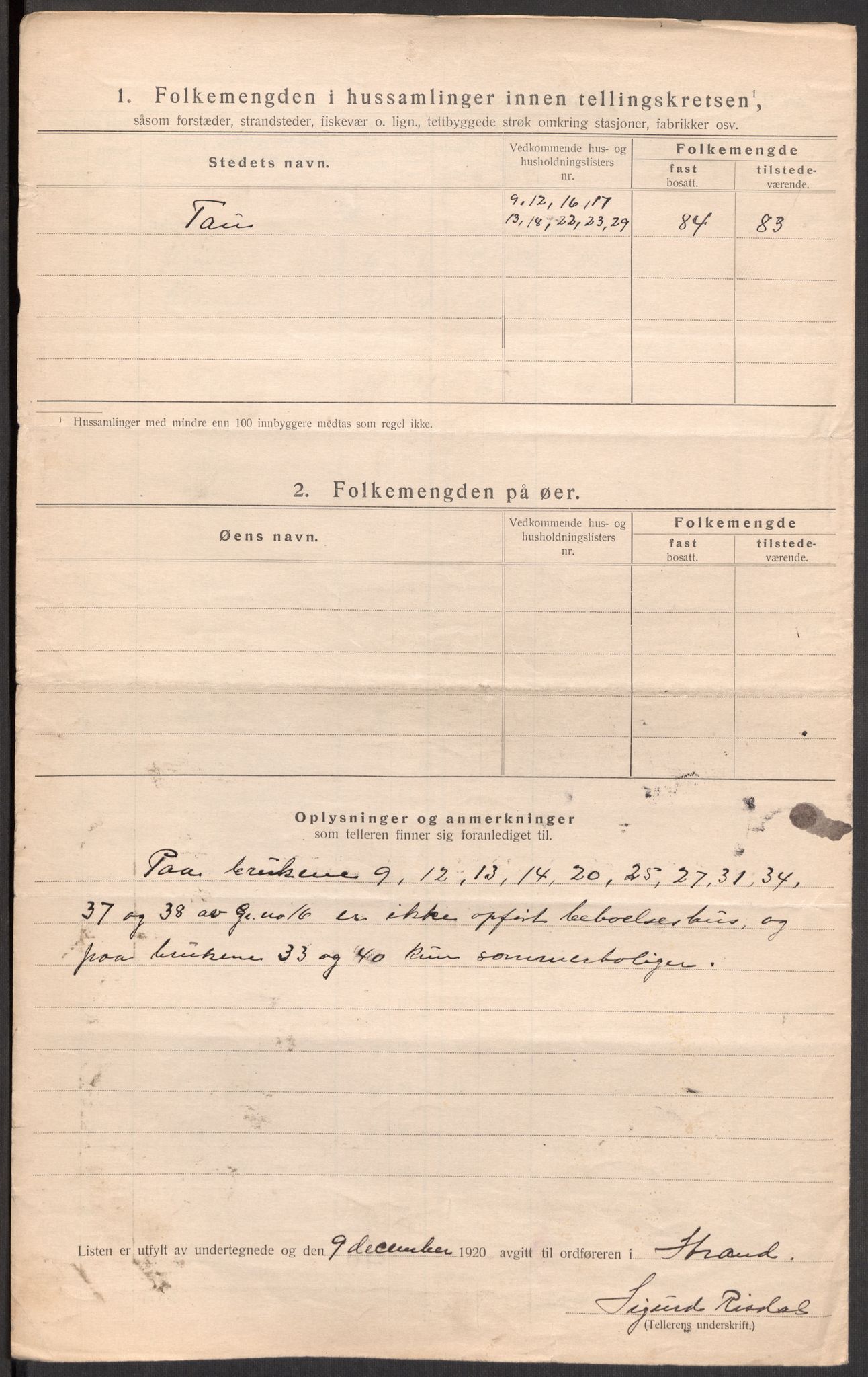 SAST, 1920 census for Strand, 1920, p. 23