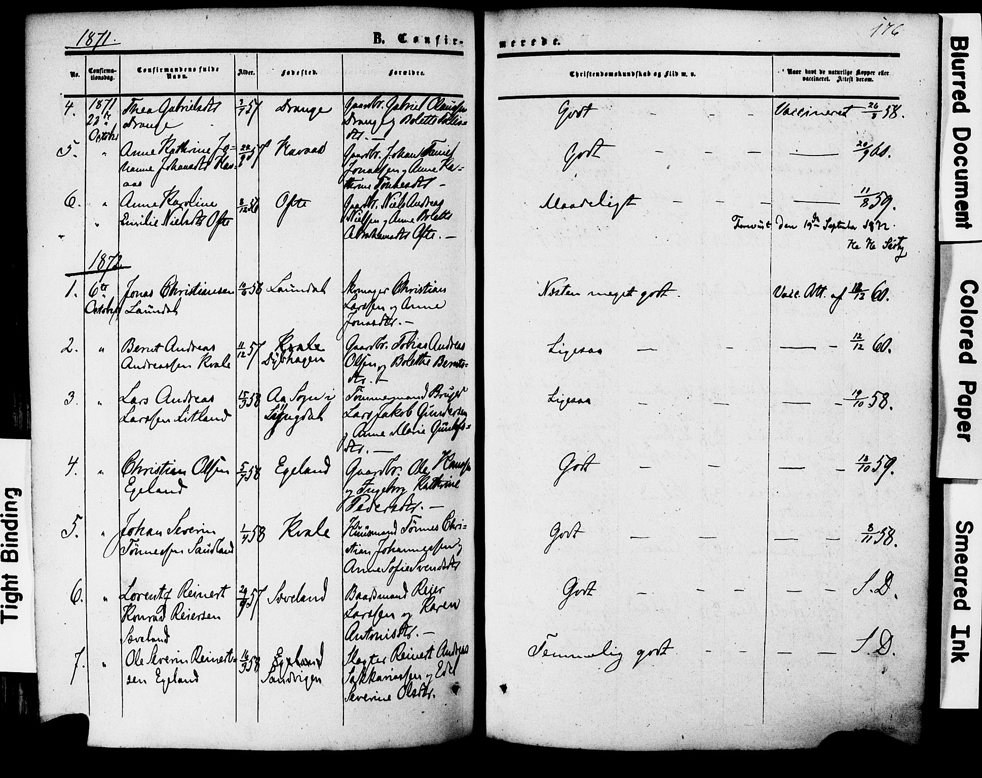 Herad sokneprestkontor, AV/SAK-1111-0018/F/Fa/Faa/L0005: Parish register (official) no. A 5, 1853-1886, p. 176