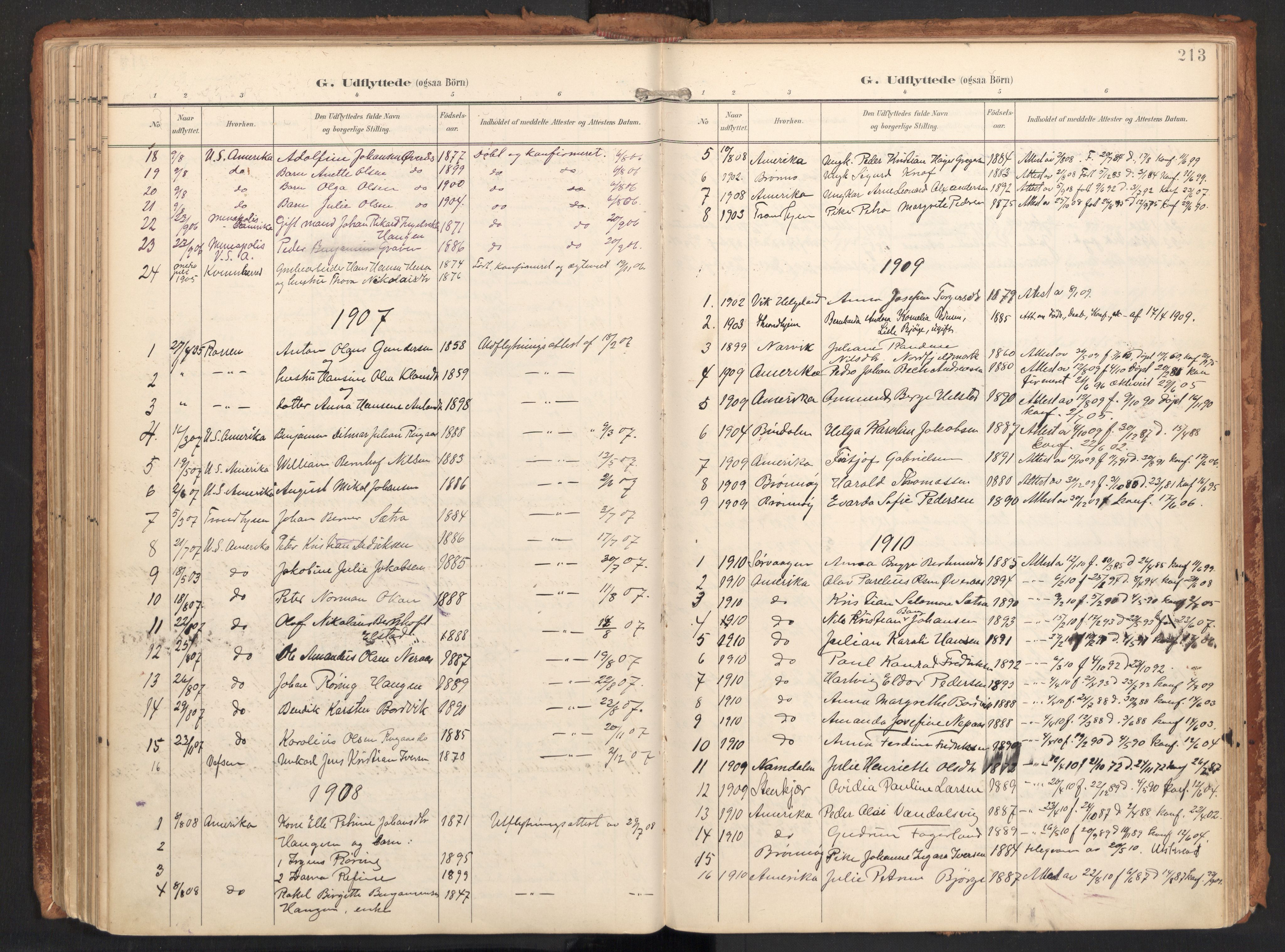 Ministerialprotokoller, klokkerbøker og fødselsregistre - Nordland, SAT/A-1459/814/L0227: Parish register (official) no. 814A08, 1899-1920, p. 213