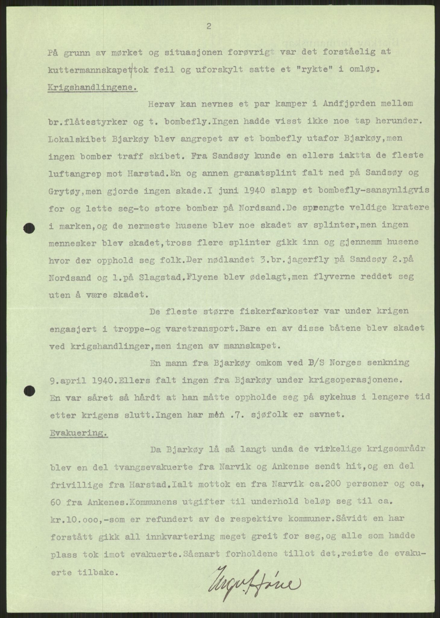 Forsvaret, Forsvarets krigshistoriske avdeling, AV/RA-RAFA-2017/Y/Ya/L0017: II-C-11-31 - Fylkesmenn.  Rapporter om krigsbegivenhetene 1940., 1940, p. 607