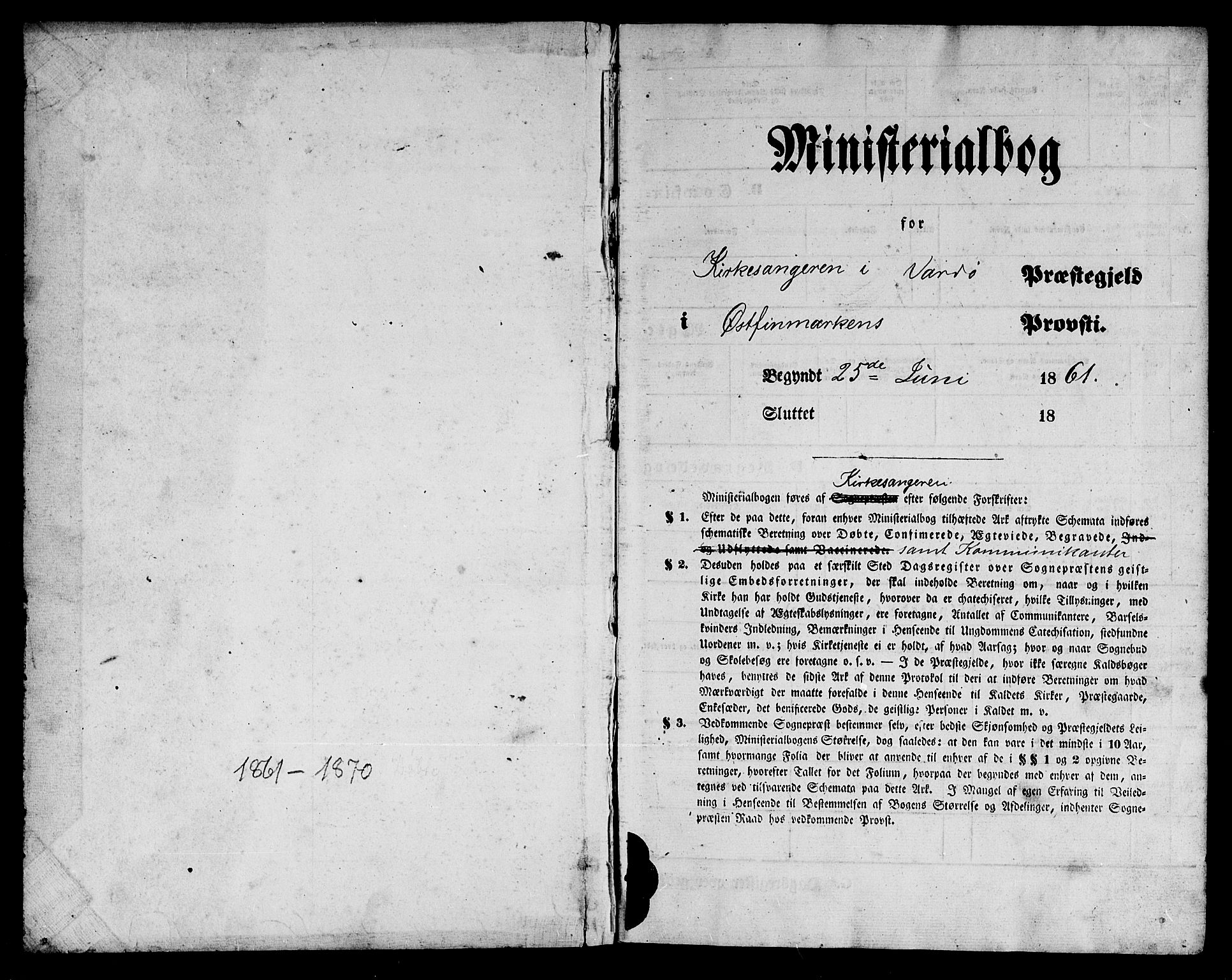 Vardø sokneprestkontor, AV/SATØ-S-1332/H/Hb/L0002klokker: Parish register (copy) no. 2, 1861-1870