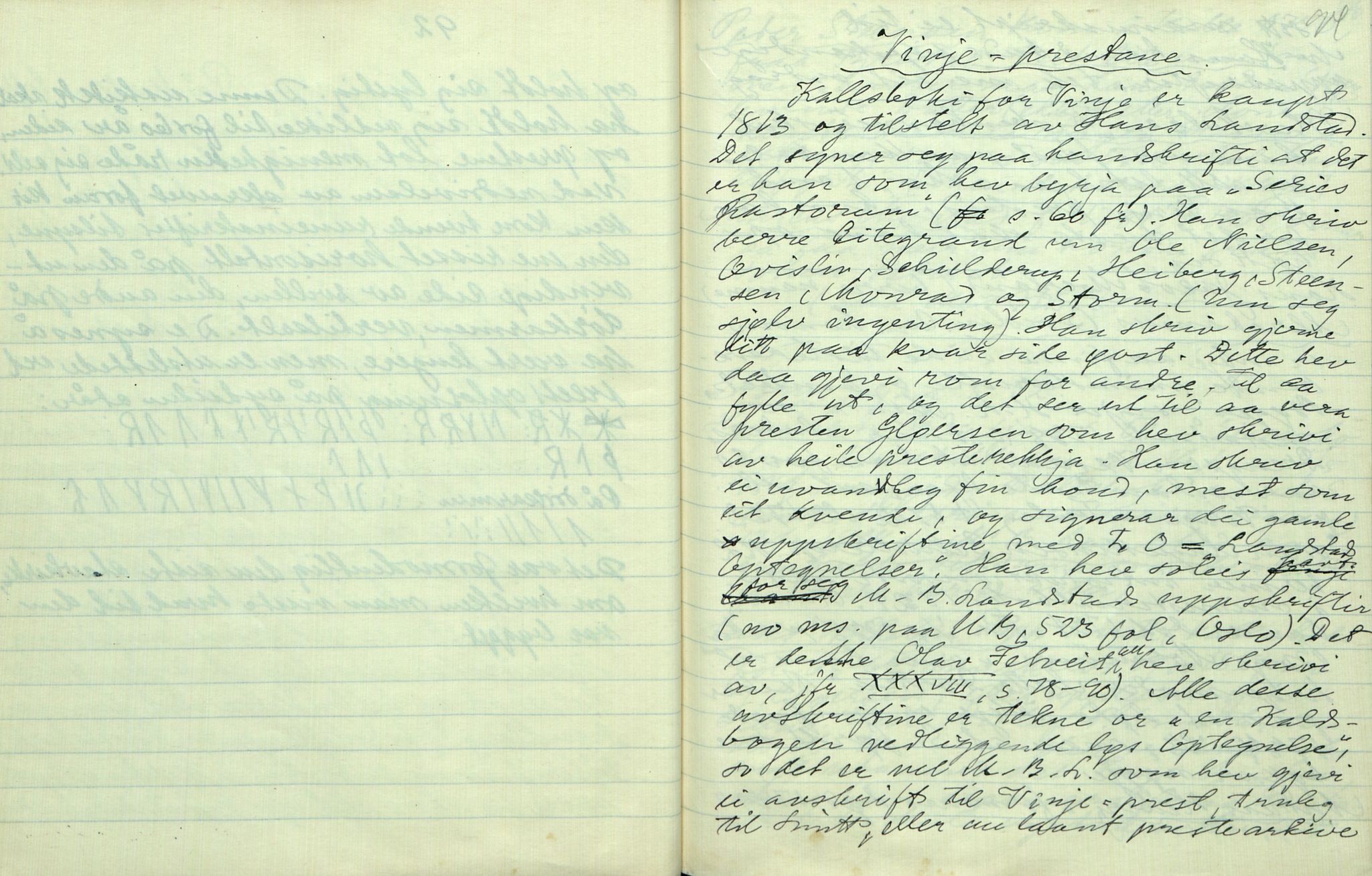 Rikard Berge, TEMU/TGM-A-1003/F/L0012/0052: 400-450 / 450 Nr. 1 Universitetsbibliotekets håndskriftsamling manuskripts... 523 bok? M. B. Landstads optegnelser angående Telemarkens Præste?- historie, p. 93-94