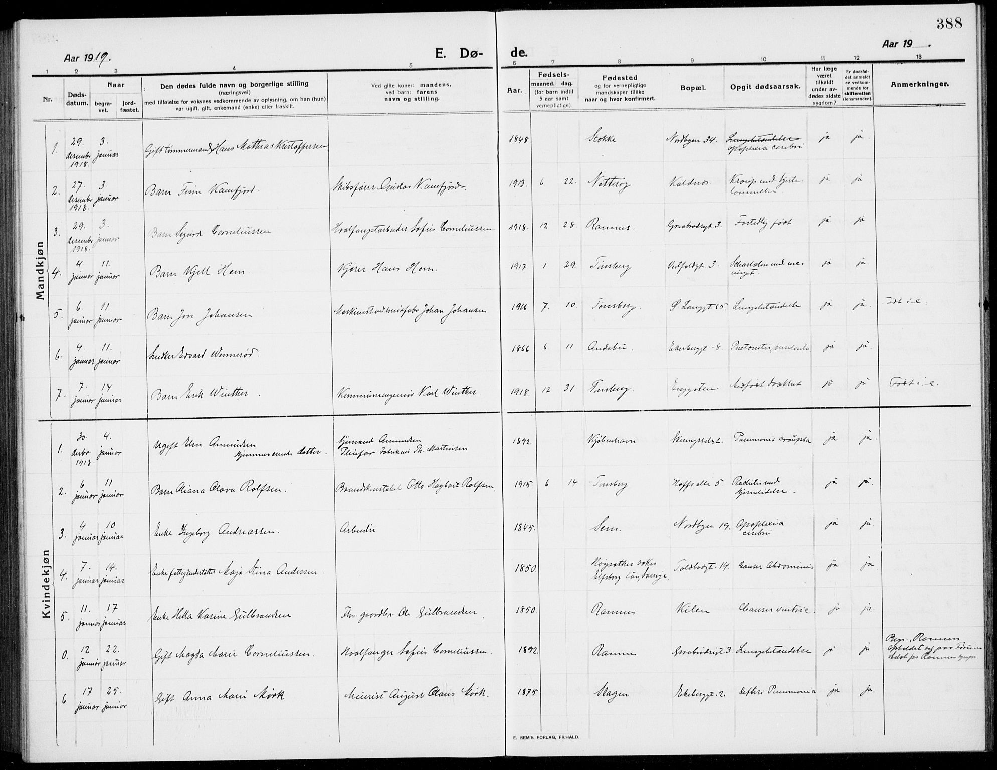 Tønsberg kirkebøker, SAKO/A-330/G/Ga/L0009: Parish register (copy) no. 9, 1913-1920, p. 388