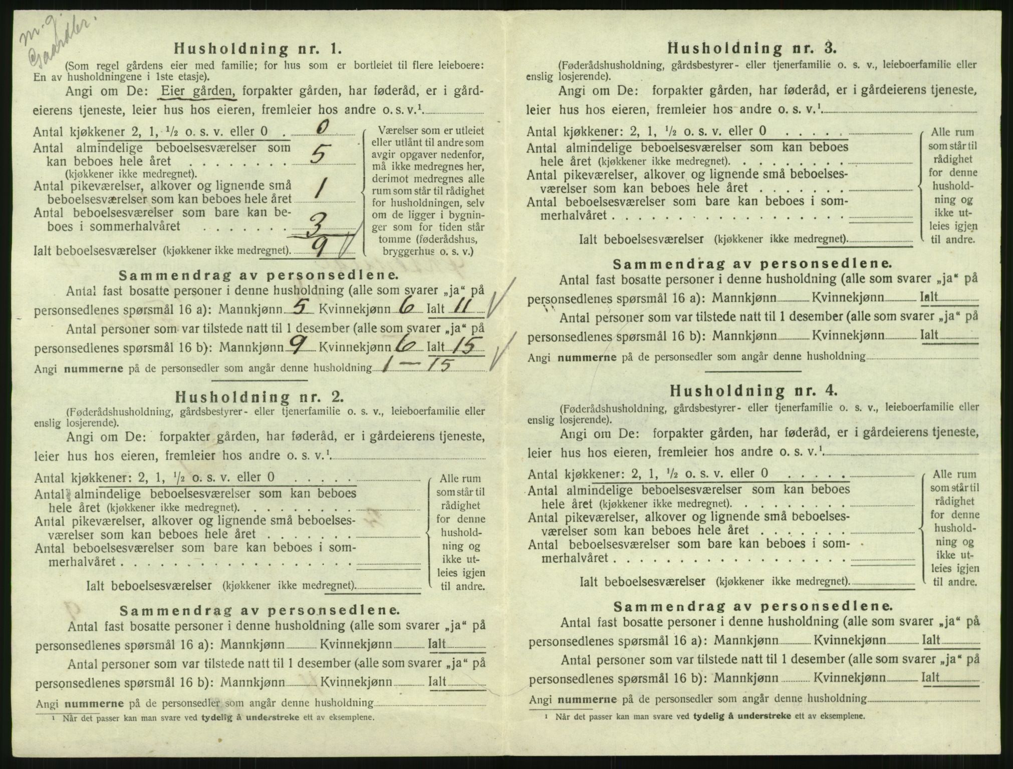 SAT, 1920 census for Øksendal, 1920, p. 230