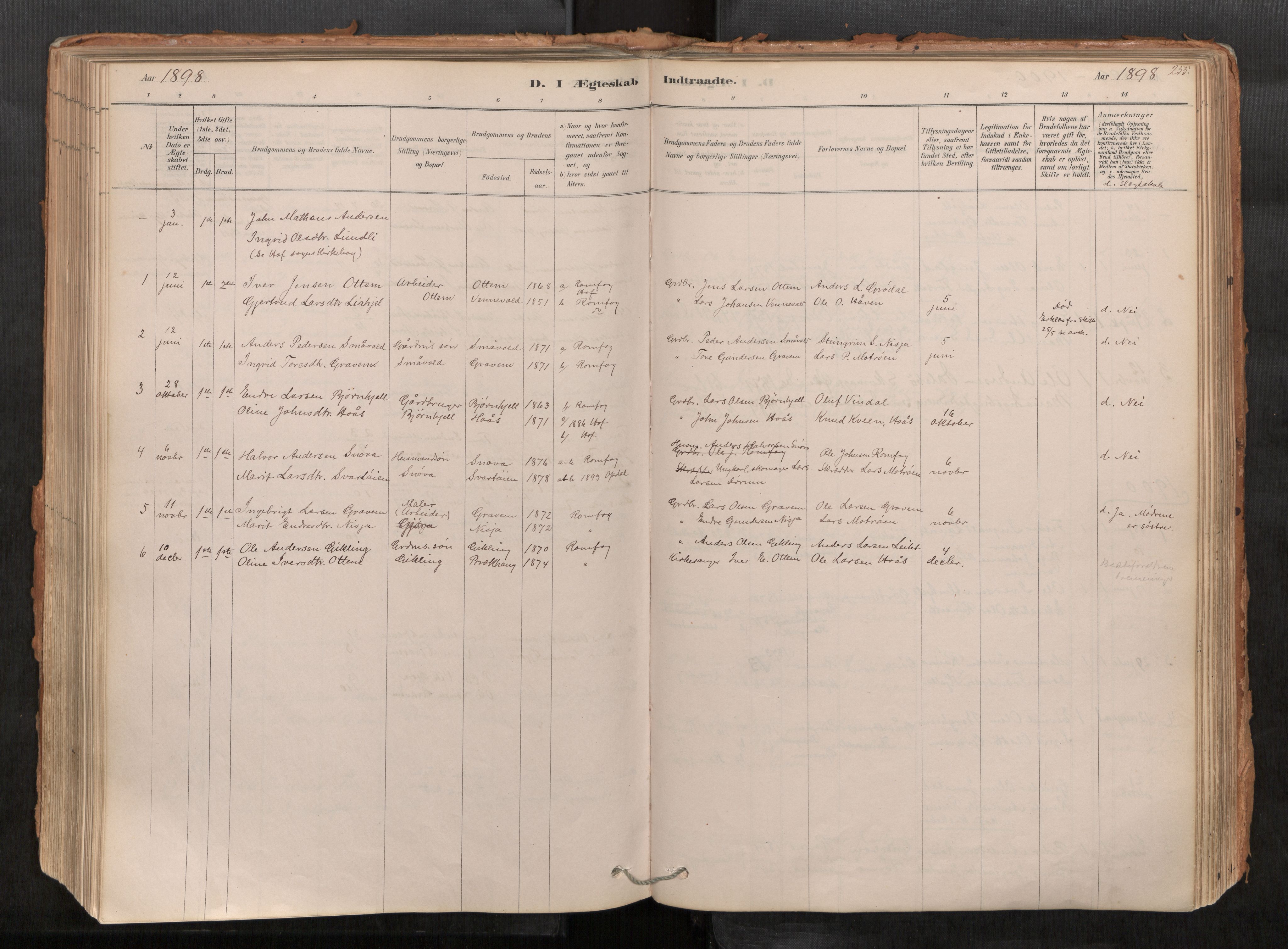 Sunndal sokneprestkontor, AV/SAT-A-1085/1/I/I1/I1a/L0001: Parish register (official) no. 1, 1877-1914, p. 255