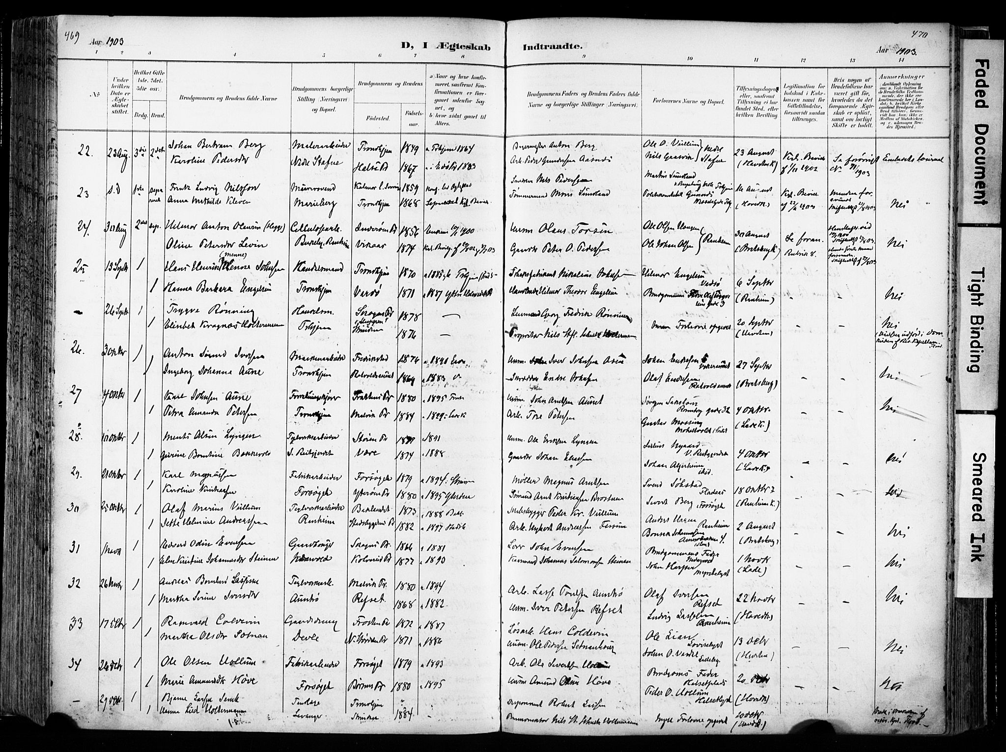 Ministerialprotokoller, klokkerbøker og fødselsregistre - Sør-Trøndelag, SAT/A-1456/606/L0301: Parish register (official) no. 606A16, 1894-1907, p. 469-470