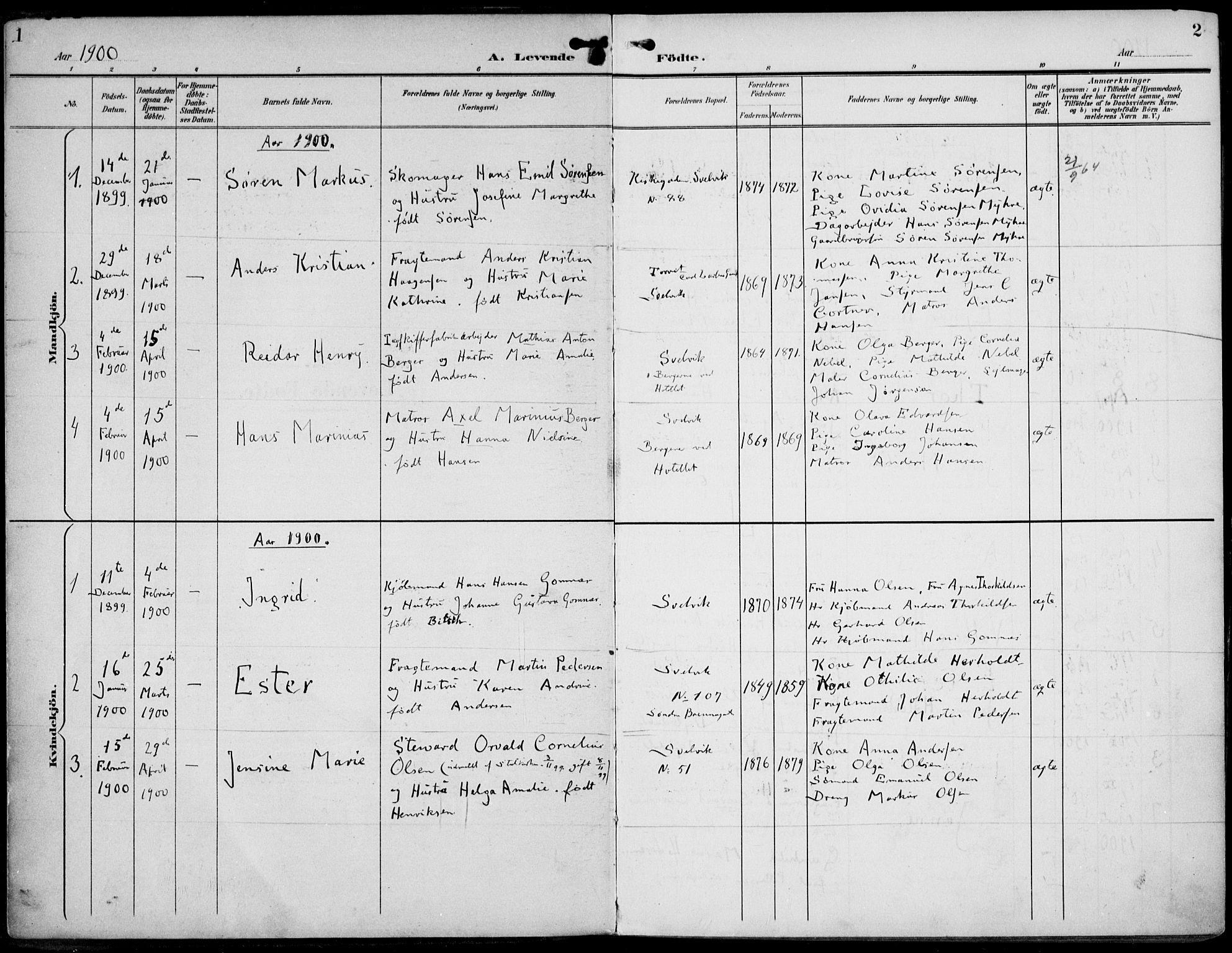 Strømm kirkebøker, AV/SAKO-A-322/F/Fb/L0002: Parish register (official) no. II 2, 1900-1919, p. 1-2