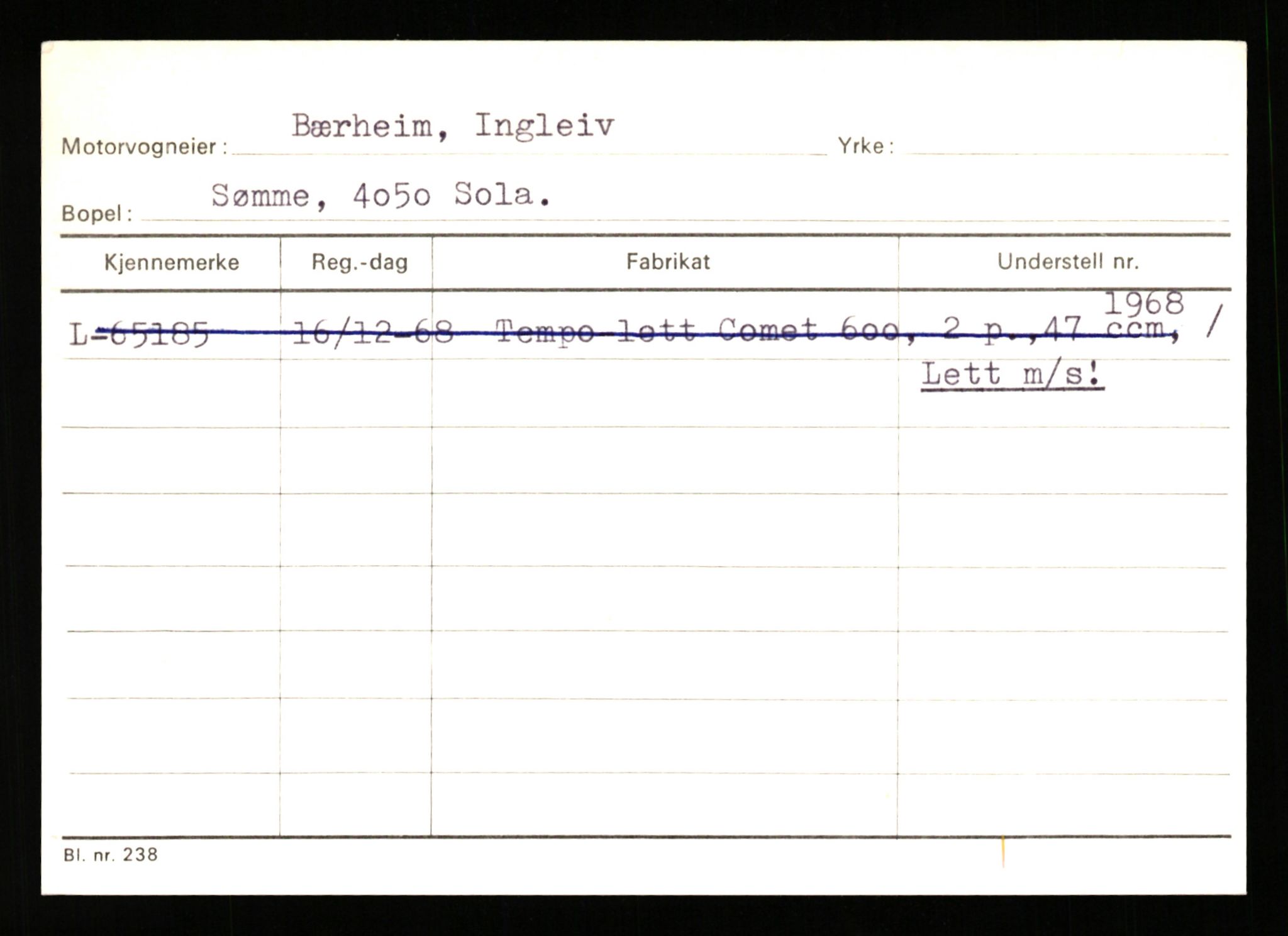 Stavanger trafikkstasjon, AV/SAST-A-101942/0/H/L0005: Bue - Dahlstrøm, 1930-1971, p. 705