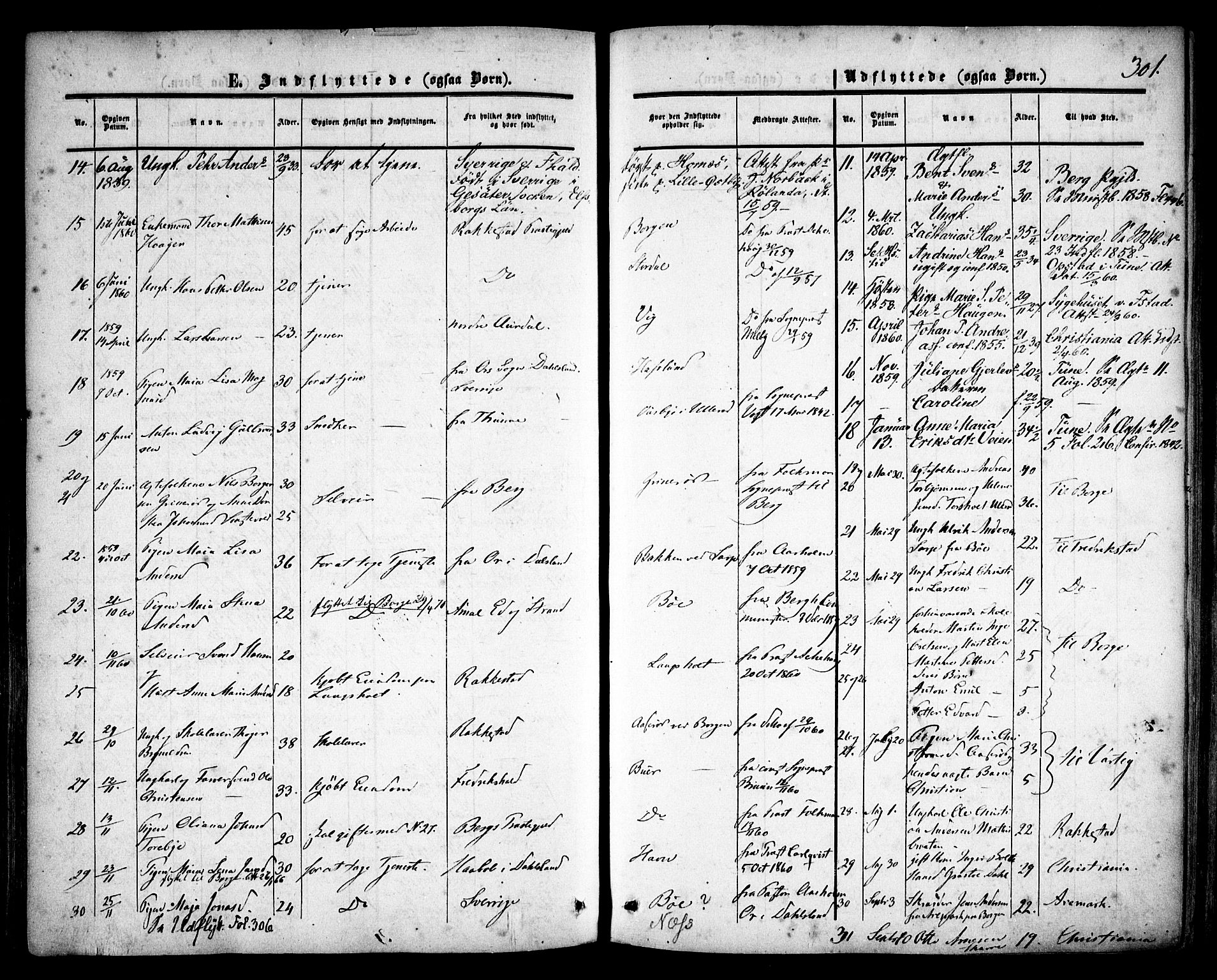 Skjeberg prestekontor Kirkebøker, AV/SAO-A-10923/F/Fa/L0007: Parish register (official) no. I 7, 1859-1868, p. 301