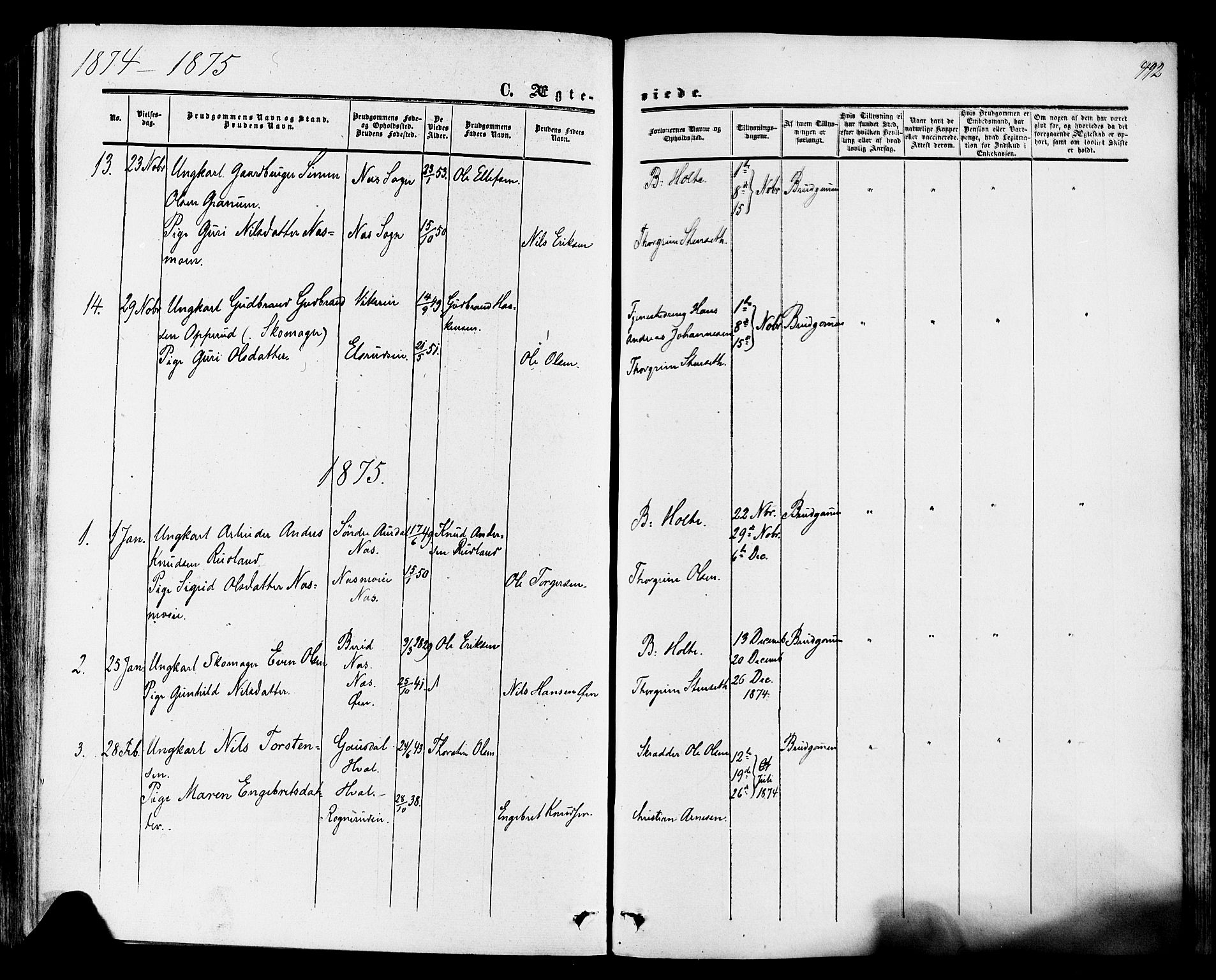 Ådal kirkebøker, SAKO/A-248/F/Fa/L0001: Parish register (official) no. I 1, 1857-1883, p. 492