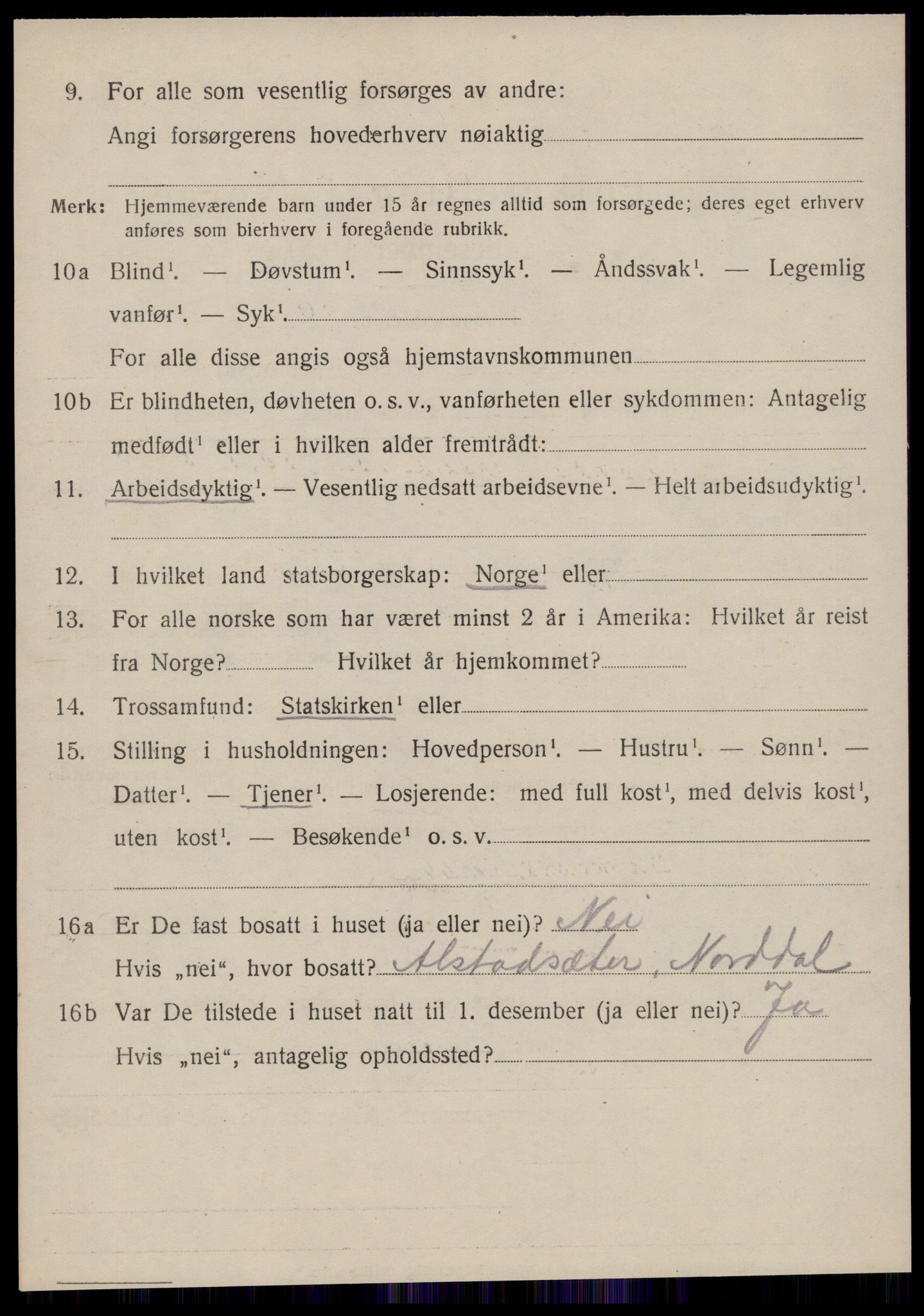 SAT, 1920 census for Norddal, 1920, p. 2490