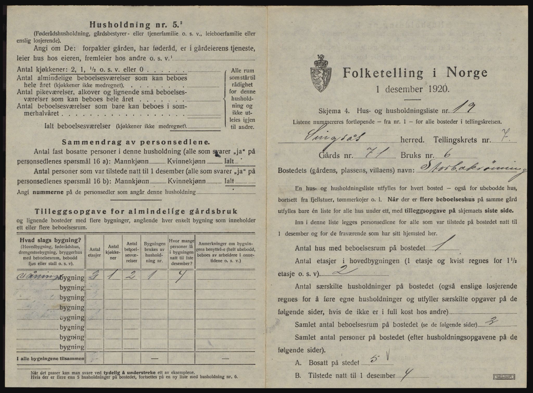 SAT, 1920 census for Singsås, 1920, p. 625