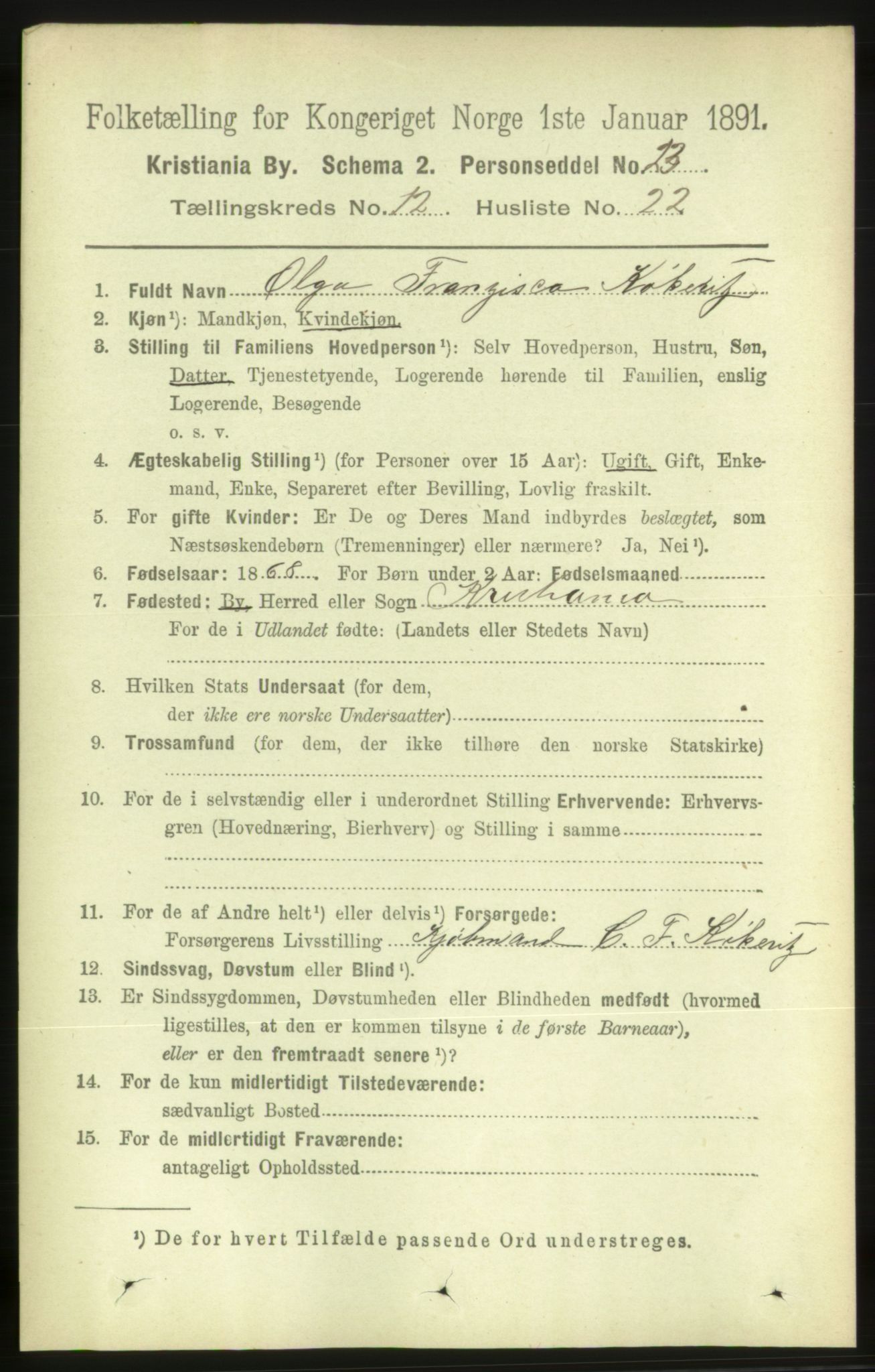 RA, 1891 census for 0301 Kristiania, 1891, p. 5864