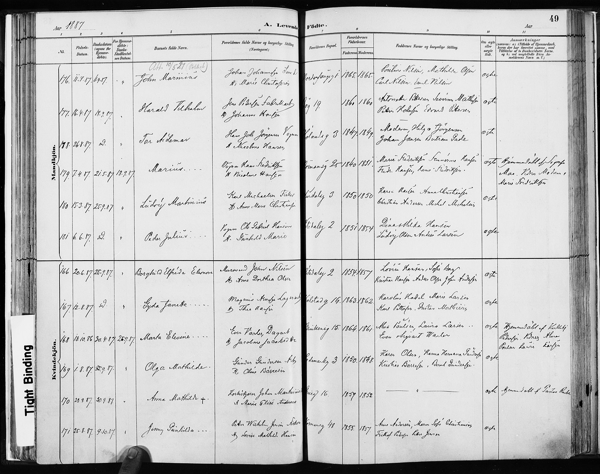 Kampen prestekontor Kirkebøker, AV/SAO-A-10853/F/Fa/L0003: Parish register (official) no. I 3, 1886-1892, p. 49