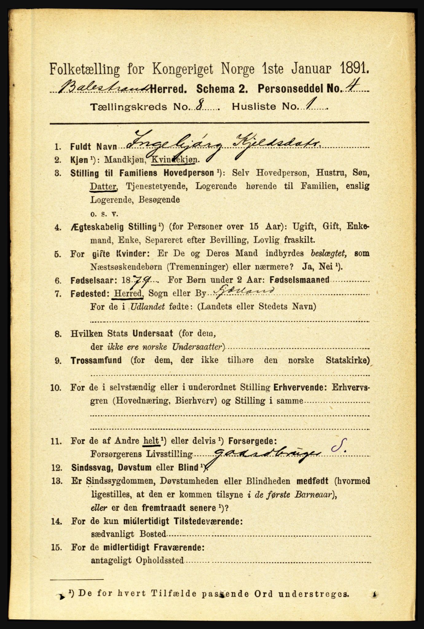 RA, 1891 census for 1418 Balestrand, 1891, p. 1732