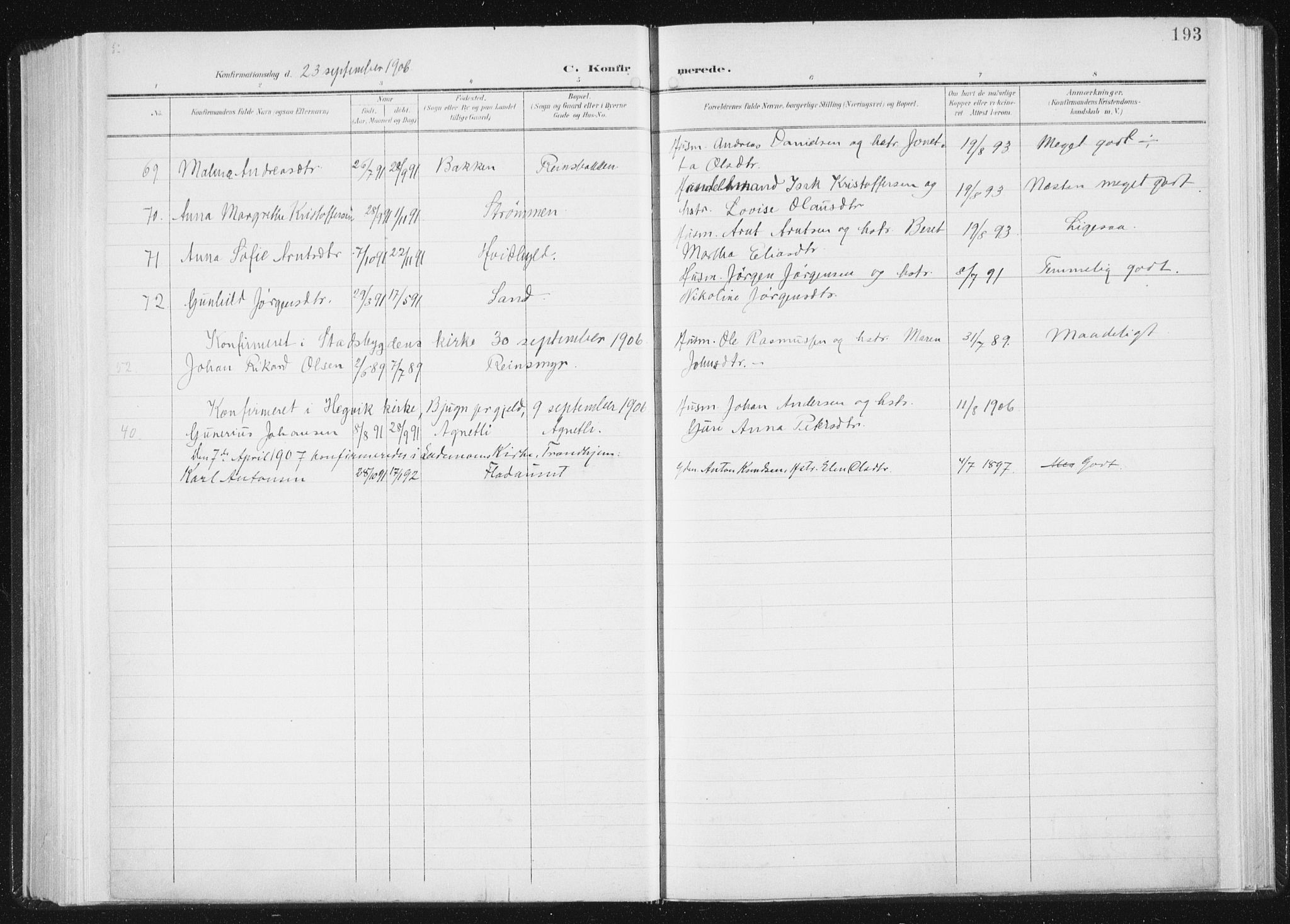 Ministerialprotokoller, klokkerbøker og fødselsregistre - Sør-Trøndelag, SAT/A-1456/647/L0635: Parish register (official) no. 647A02, 1896-1911, p. 193