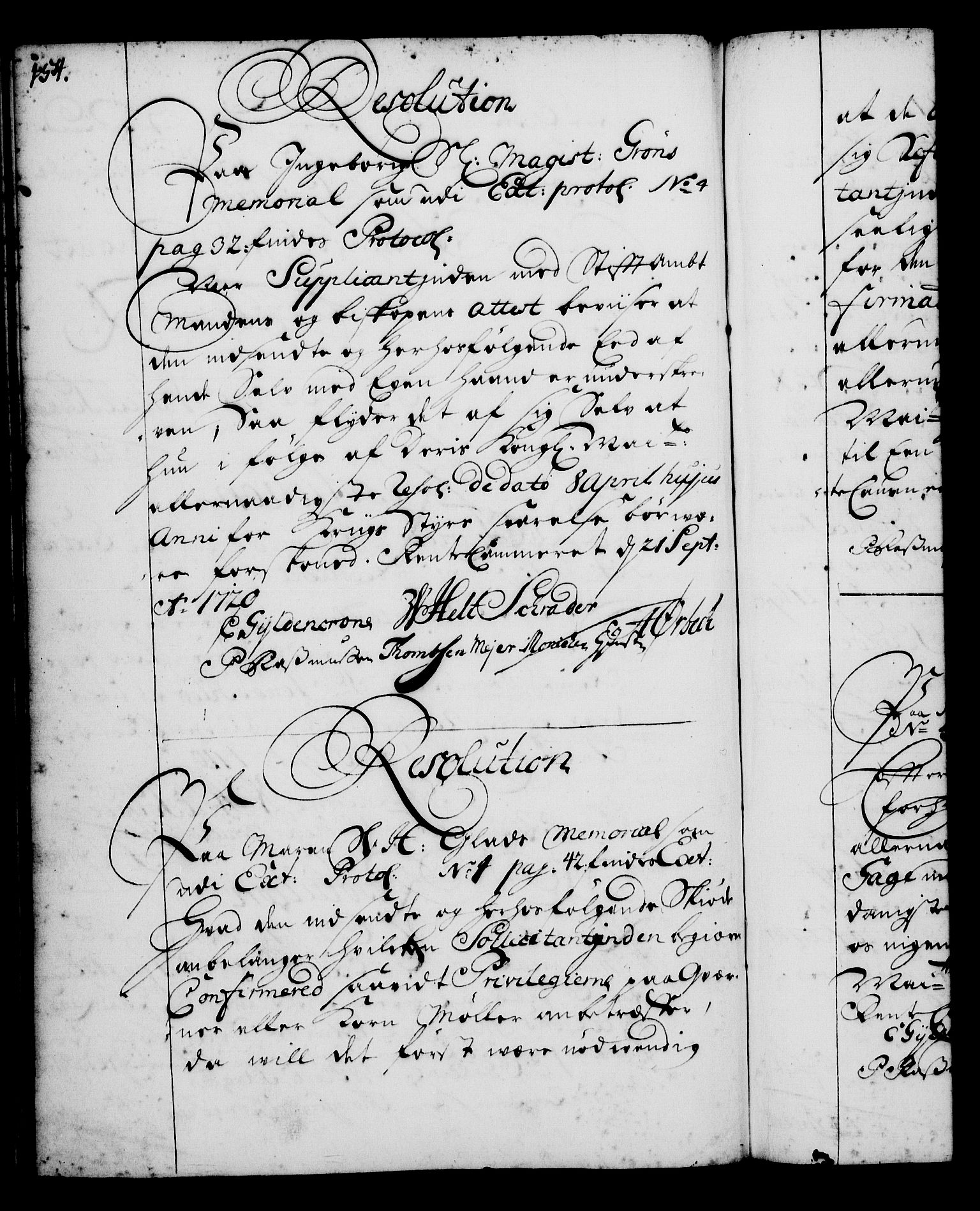 Rentekammeret, Kammerkanselliet, RA/EA-3111/G/Gg/Gga/L0001: Norsk ekspedisjonsprotokoll med register (merket RK 53.1), 1720-1723, p. 154