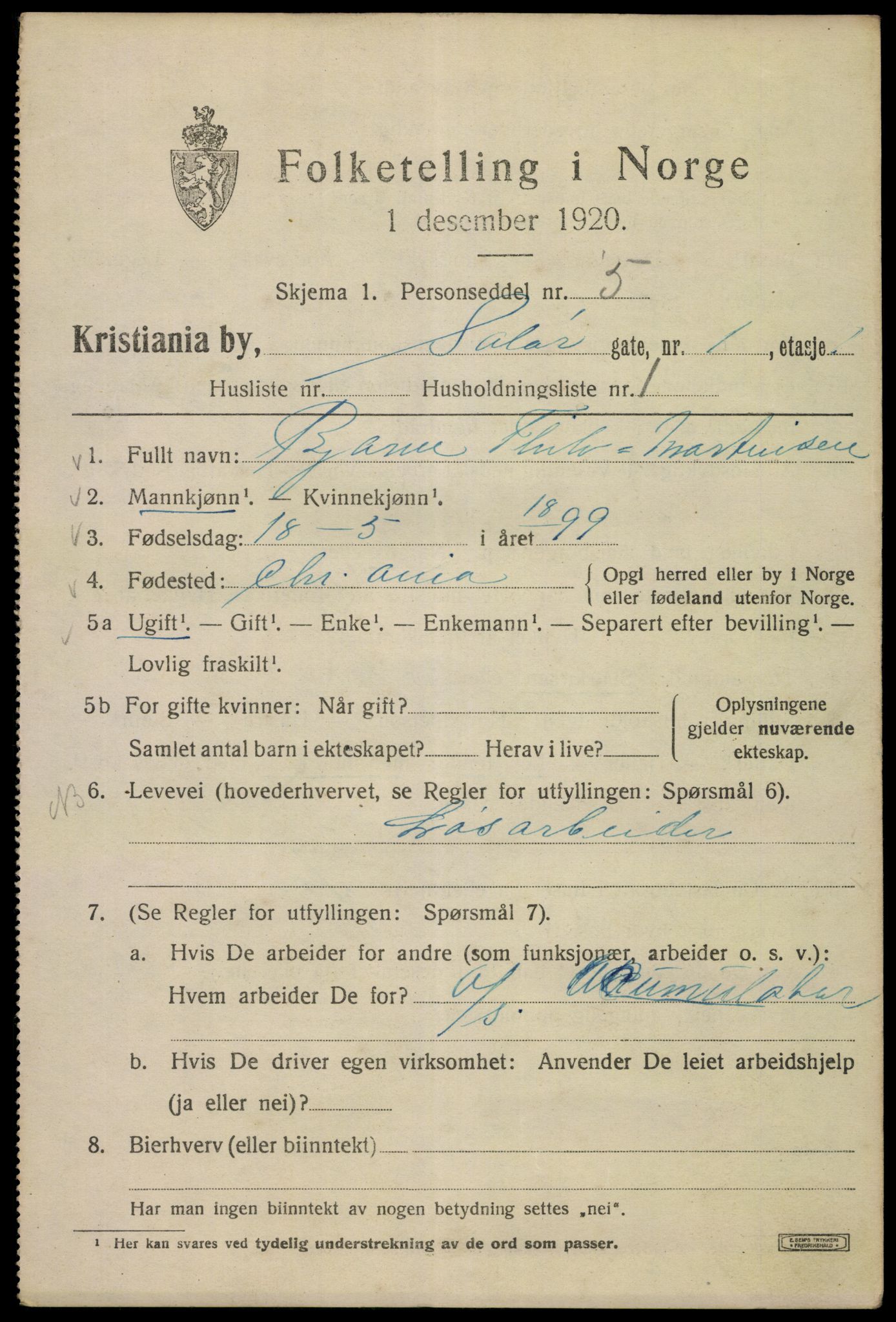 SAO, 1920 census for Kristiania, 1920, p. 527995