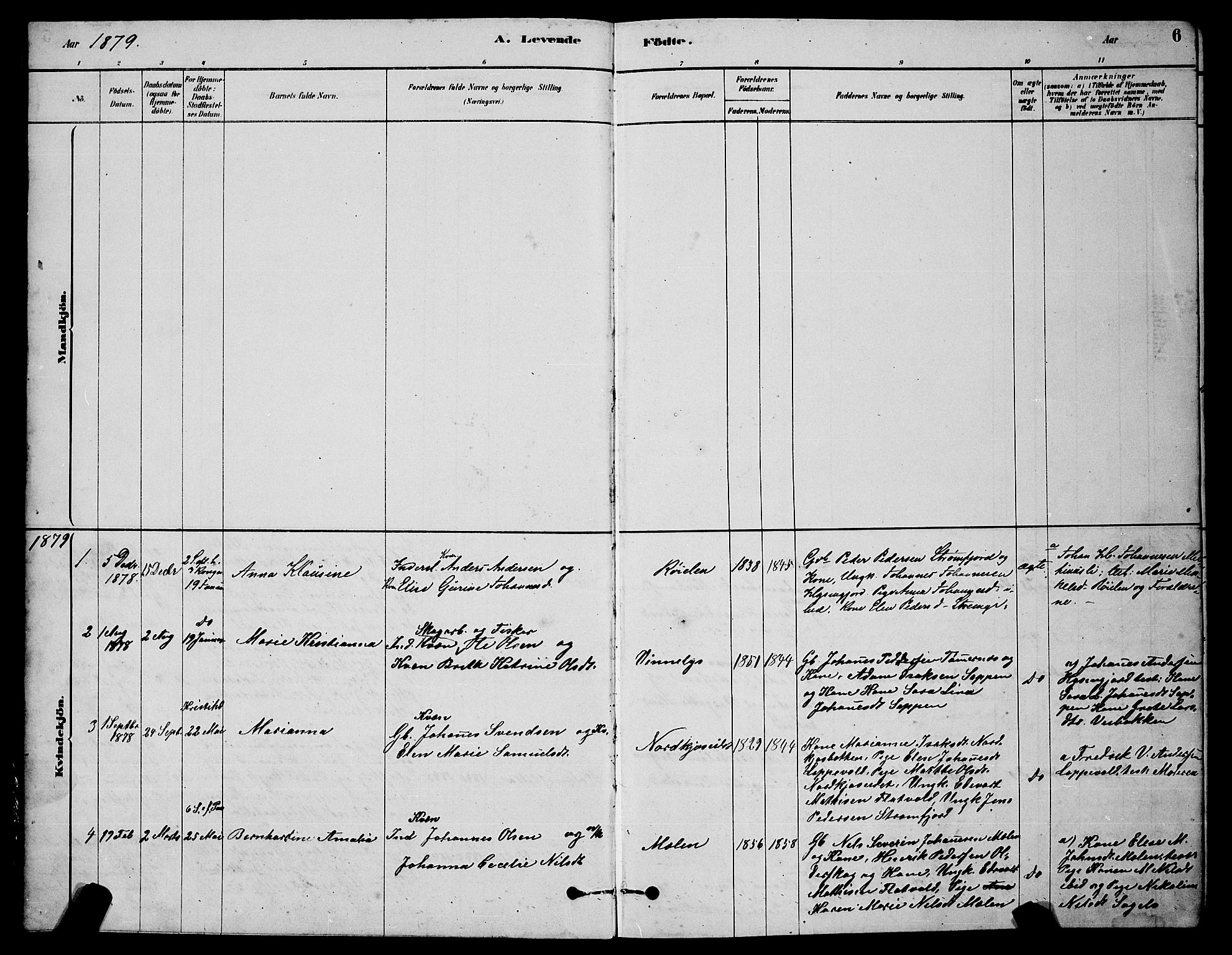 Skjervøy sokneprestkontor, AV/SATØ-S-1300/H/Ha/Hab/L0020klokker: Parish register (copy) no. 20, 1878-1892, p. 6