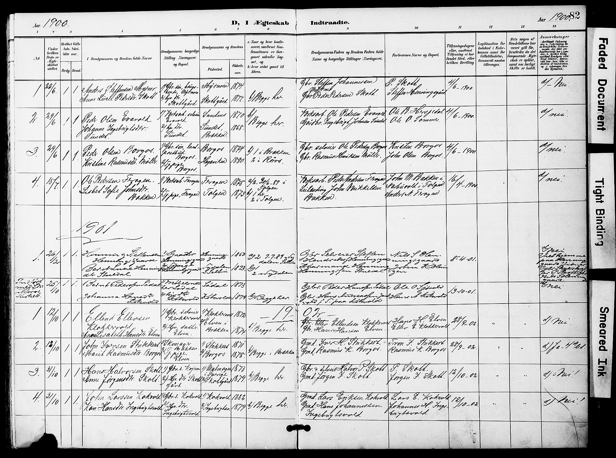 Ministerialprotokoller, klokkerbøker og fødselsregistre - Sør-Trøndelag, SAT/A-1456/683/L0950: Parish register (copy) no. 683C02, 1897-1918, p. 82