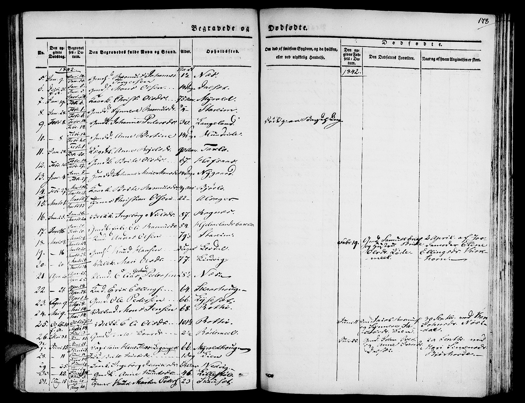 Eid sokneprestembete, SAB/A-82301/H/Haa/Haaa/L0006: Parish register (official) no. A 6, 1831-1843, p. 178