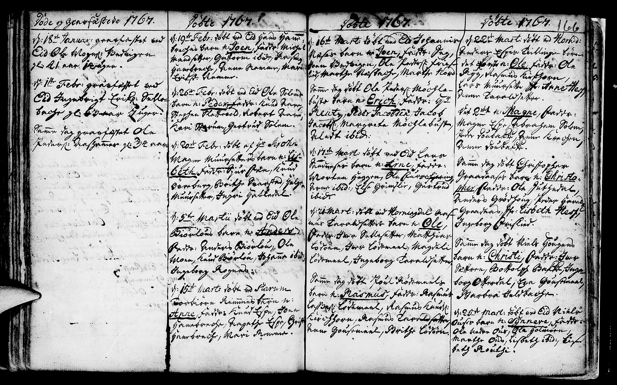 Eid sokneprestembete, AV/SAB-A-82301/H/Haa/Haaa/L0002: Parish register (official) no. A 2, 1741-1769, p. 166